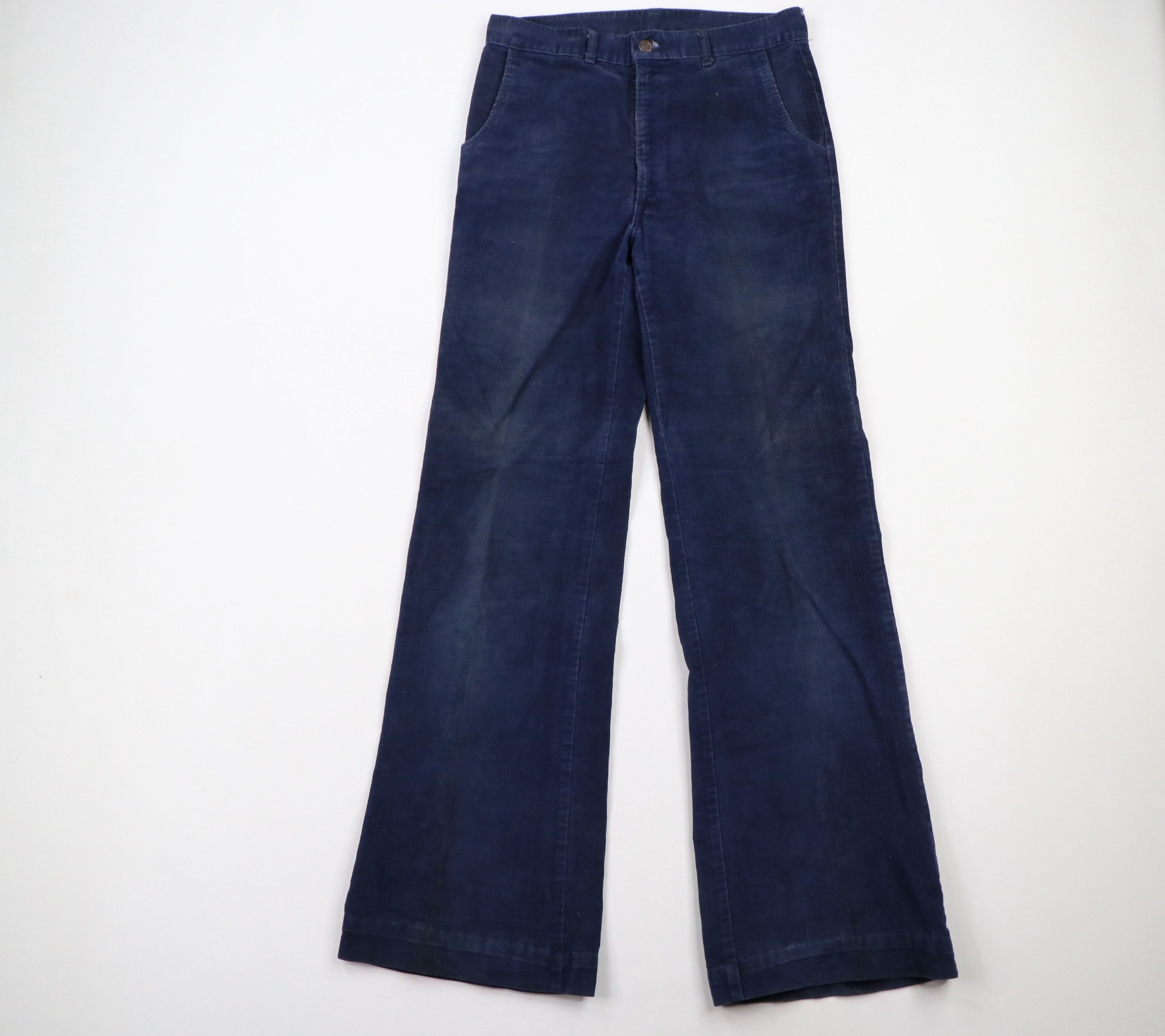 Vintage Vintage 70s Wide Leg Bell Bottom Corduroy Pants Navy USA Size US 30 / EU 46 - 1 Thumbnail