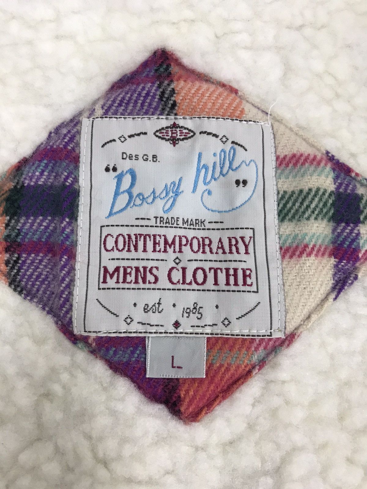 Vintage Bossy Hills Sherpa Flannel Plaid Checked Classic