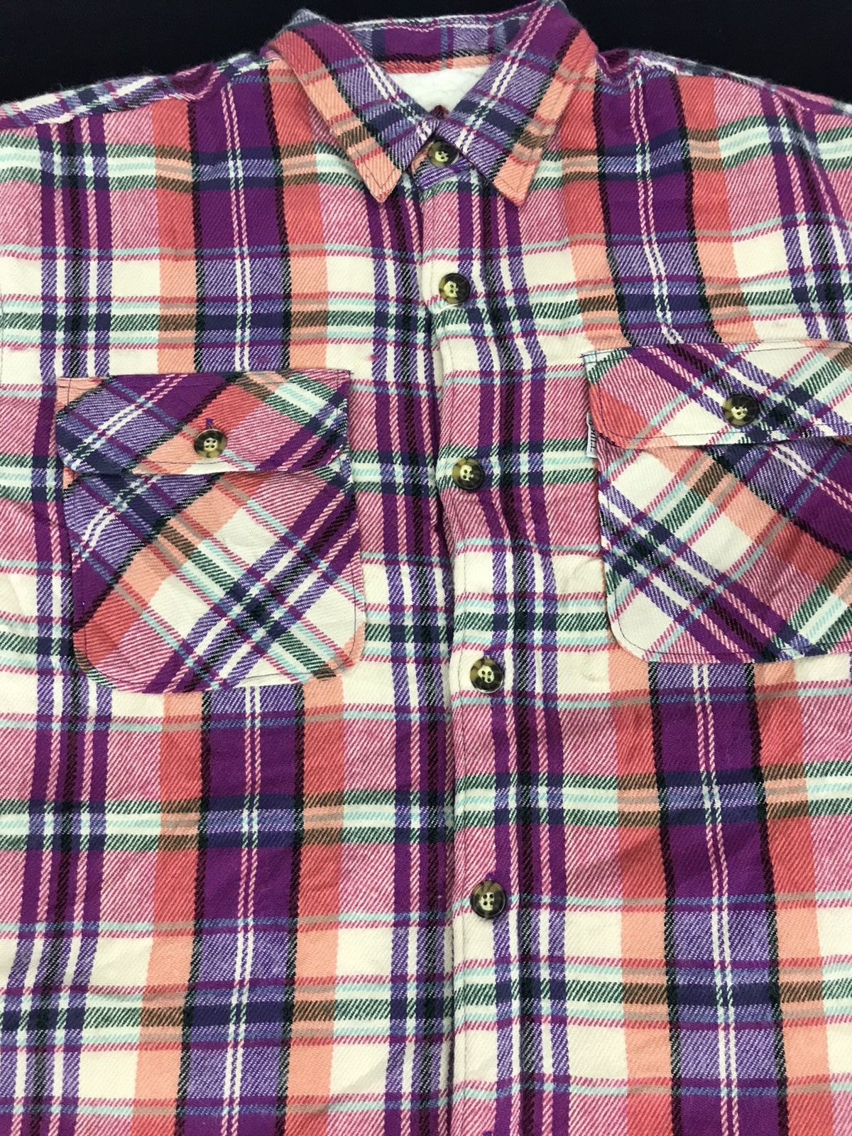 Vintage Bossy Hills Sherpa Flannel Plaid Checked Classic