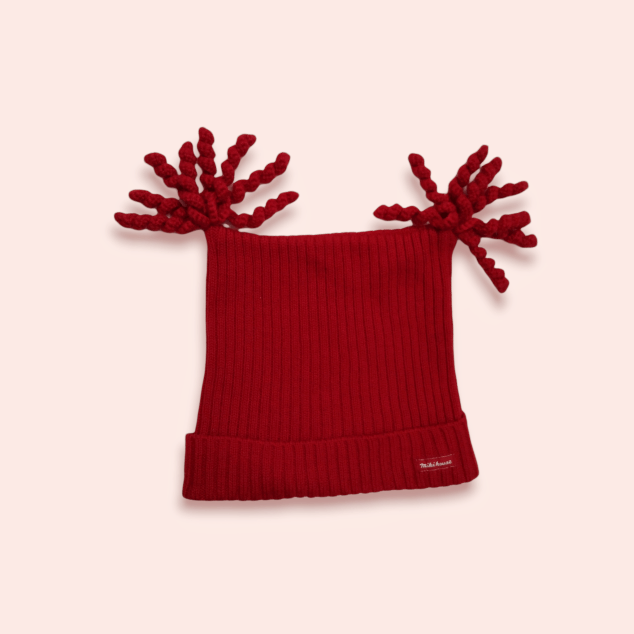 image of Vintage Miki House Design Wool Blend Beanie in Red, Men's