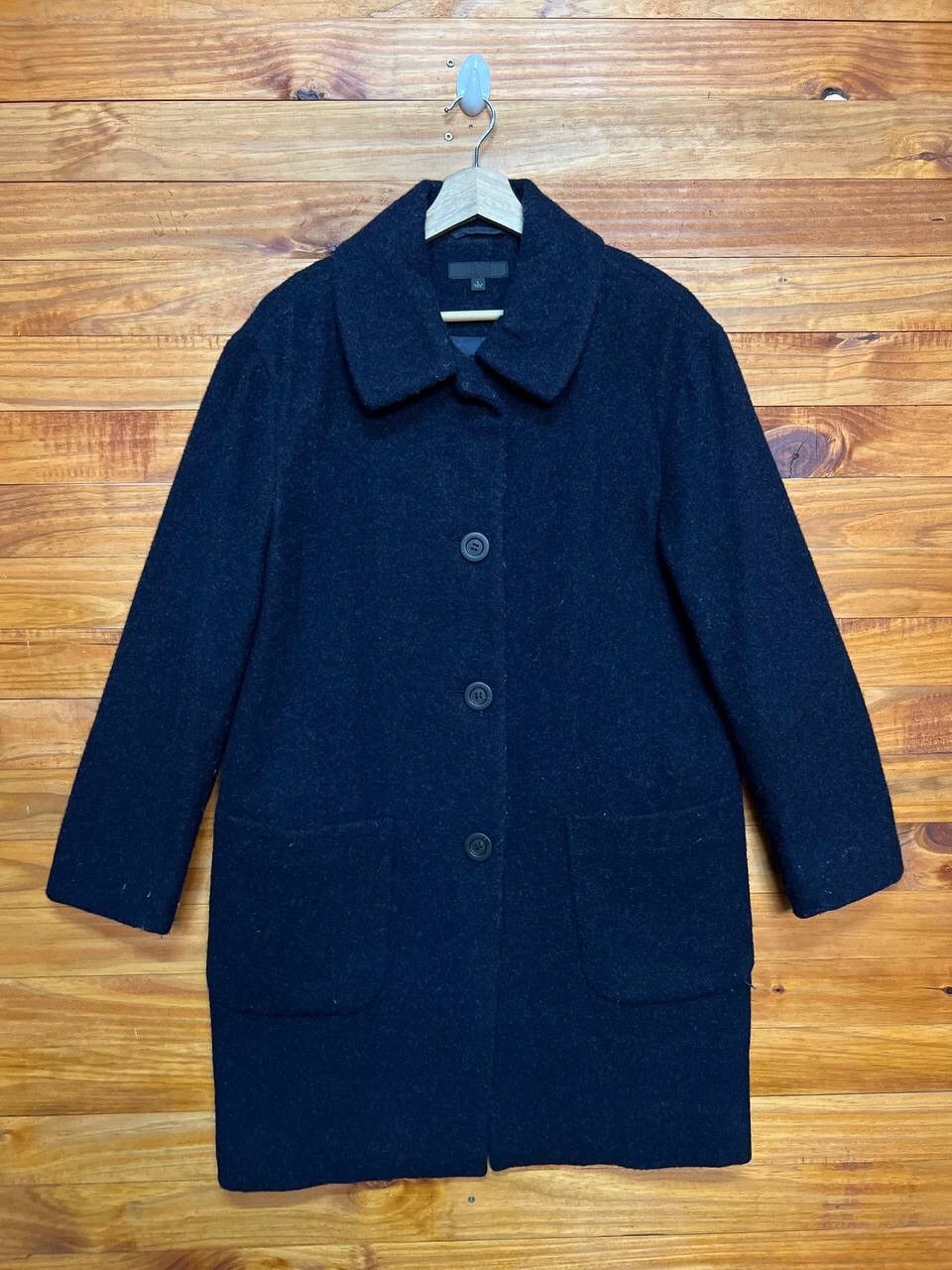 image of Uniqlo Wool Long Coat in Navy, Men's (Size Large)