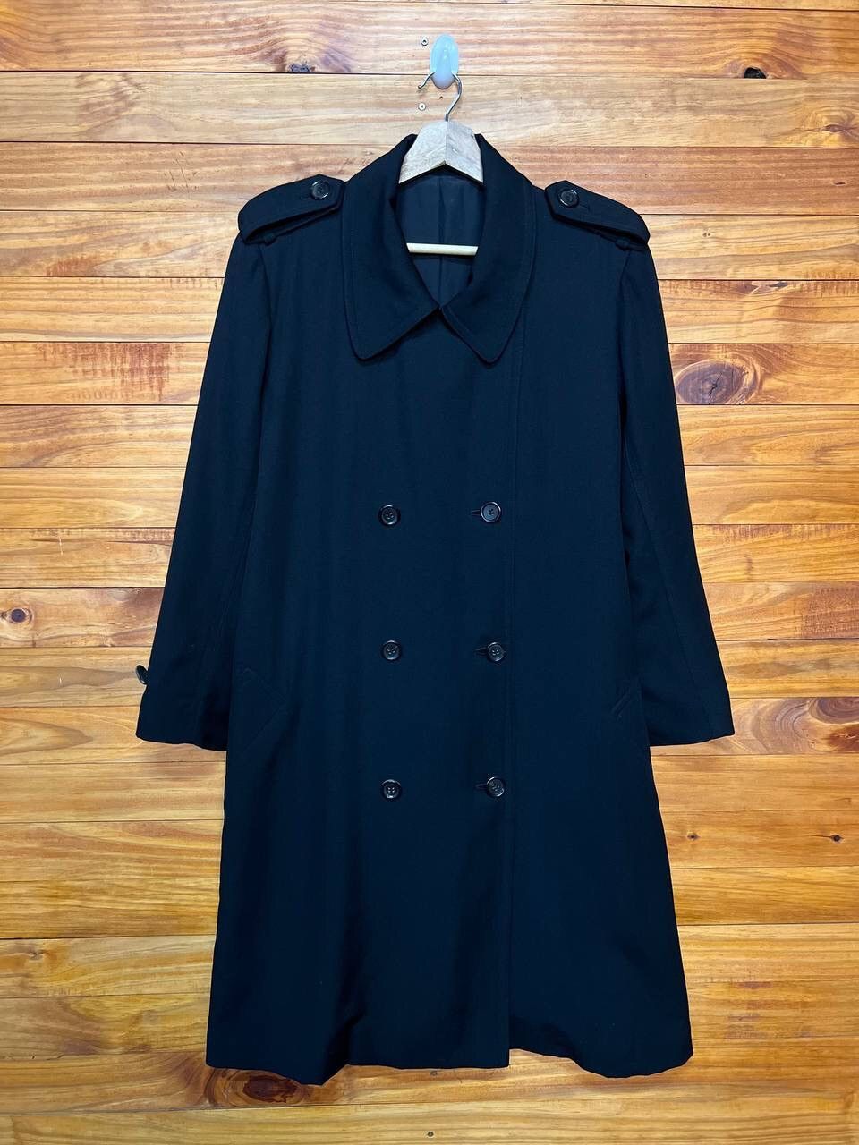 image of Bigi Wool Trench Belt Coat Made In Japan in Black, Men's (Size Medium)