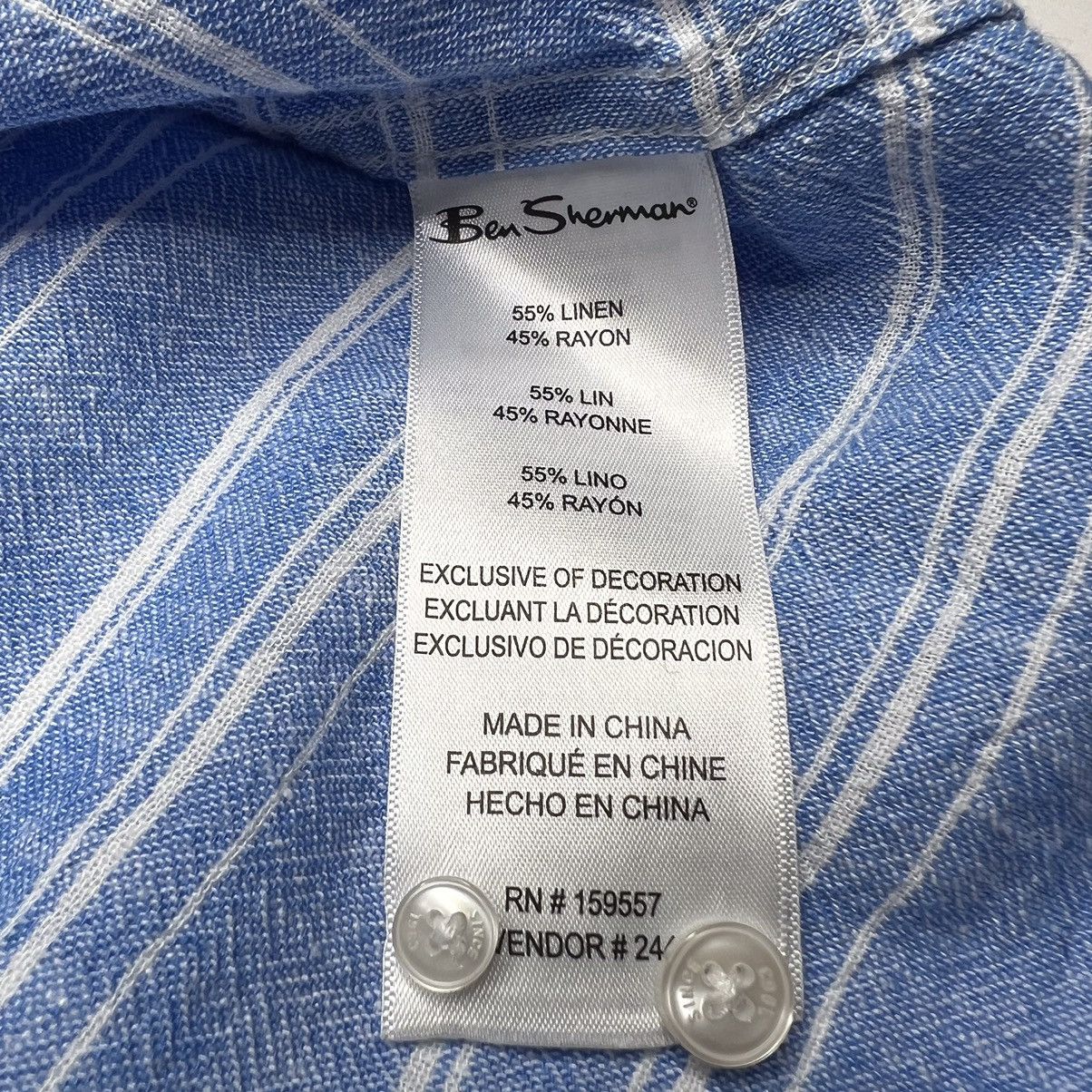 Ben Sherman Ben Sherman Linen Blend Striped Short Sleeve Shirt •Nautical Size US XL / EU 56 / 4 - 8 Thumbnail