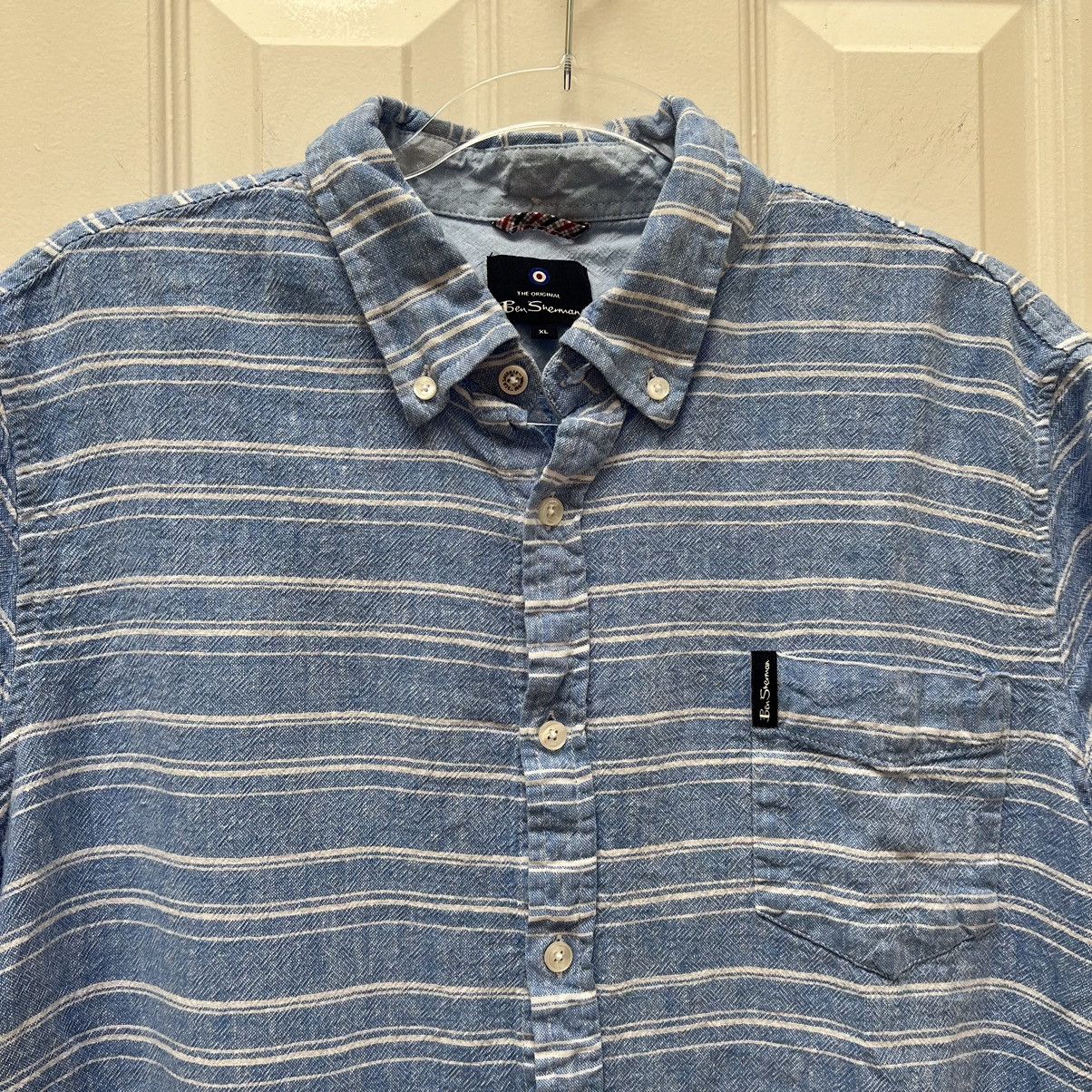 Ben Sherman Ben Sherman Linen Blend Striped Short Sleeve Shirt •Nautical Size US XL / EU 56 / 4 - 3 Thumbnail
