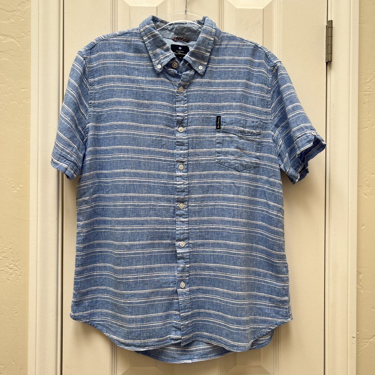 Ben Sherman Ben Sherman Linen Blend Striped Short Sleeve Shirt •Nautical Size US XL / EU 56 / 4 - 2 Thumbnail