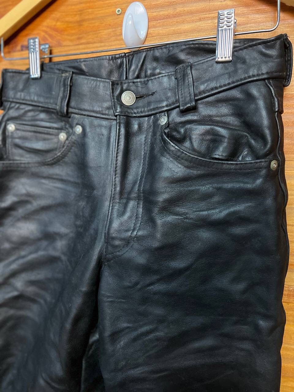 Genuine Leather VINTAGE SCHOTT LEATHER PANTS SIZE 2 Size US 28 / EU 44 - 5 Thumbnail