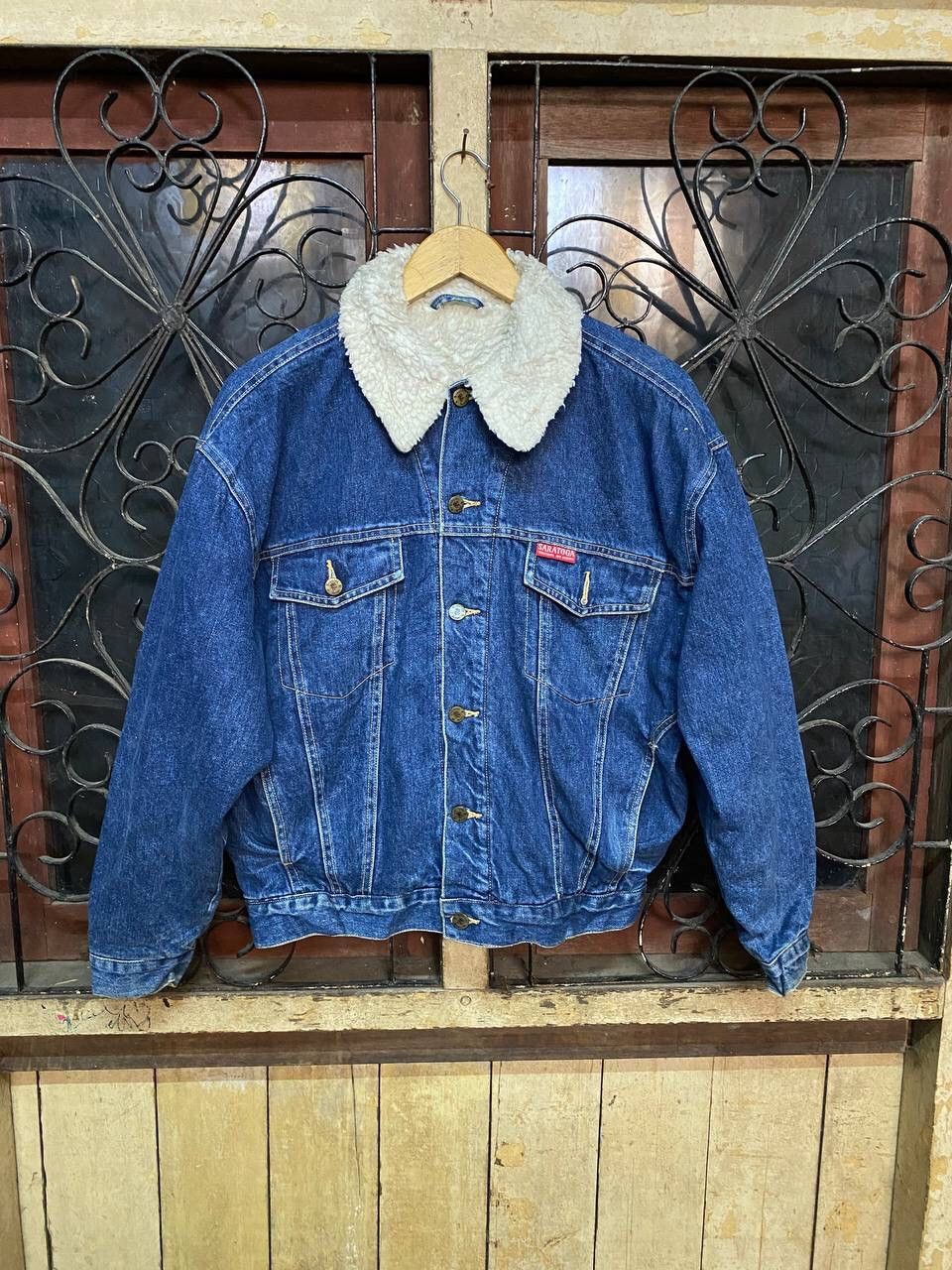 Japanese Brand Vintage 80s Saratoga Sherpa Trucker Jacket Size US L / EU 52-54 / 3 - 3 Thumbnail
