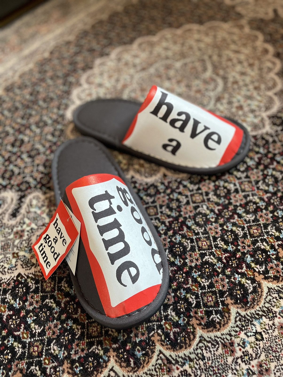 Have A Good Time Have a Good Time logo hotel spa lounge slippers Size US 10 / EU 43 - 1 Thumbnail