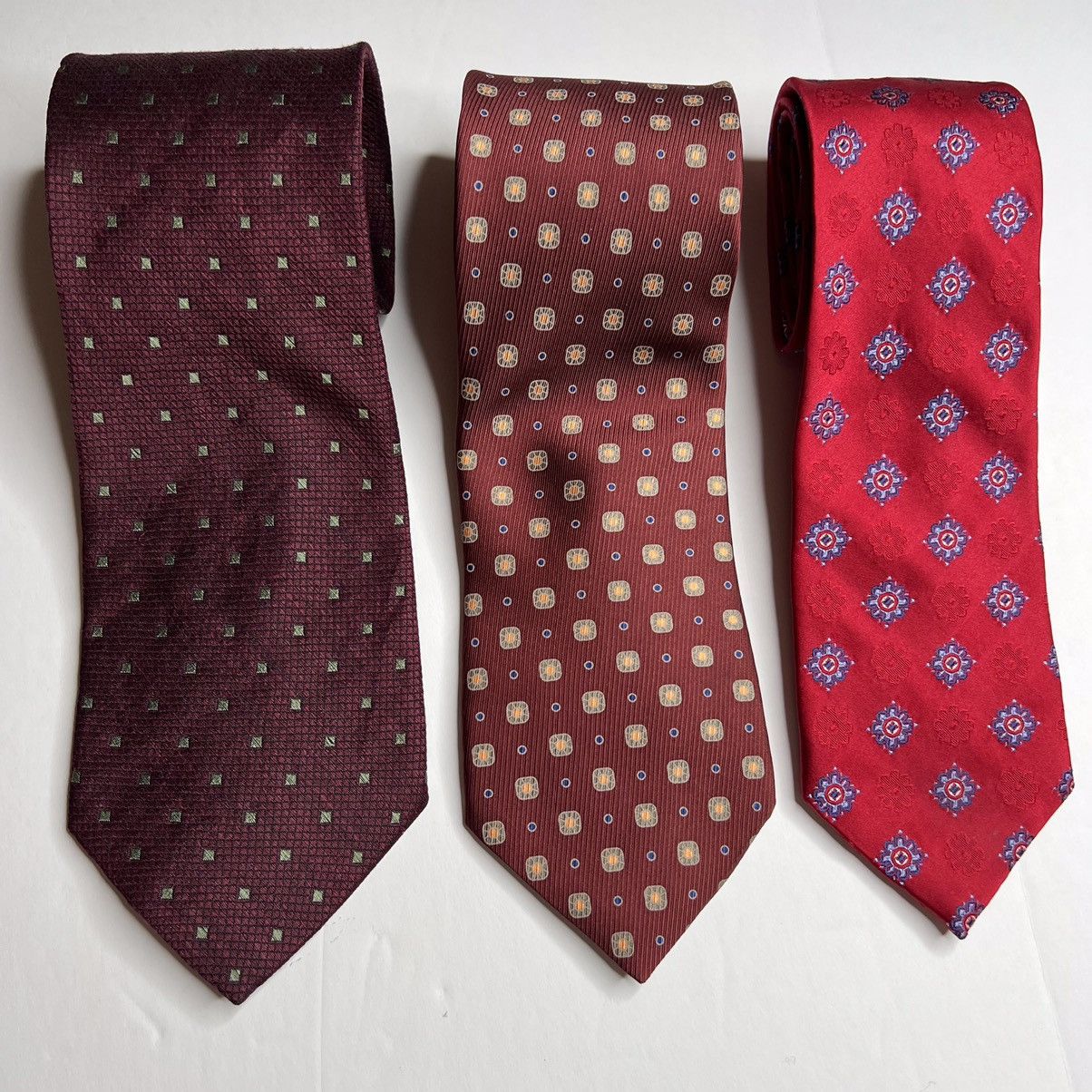 Firenze 3 Assorted Medallion Red Silk Ties Size ONE SIZE - 2 Thumbnail