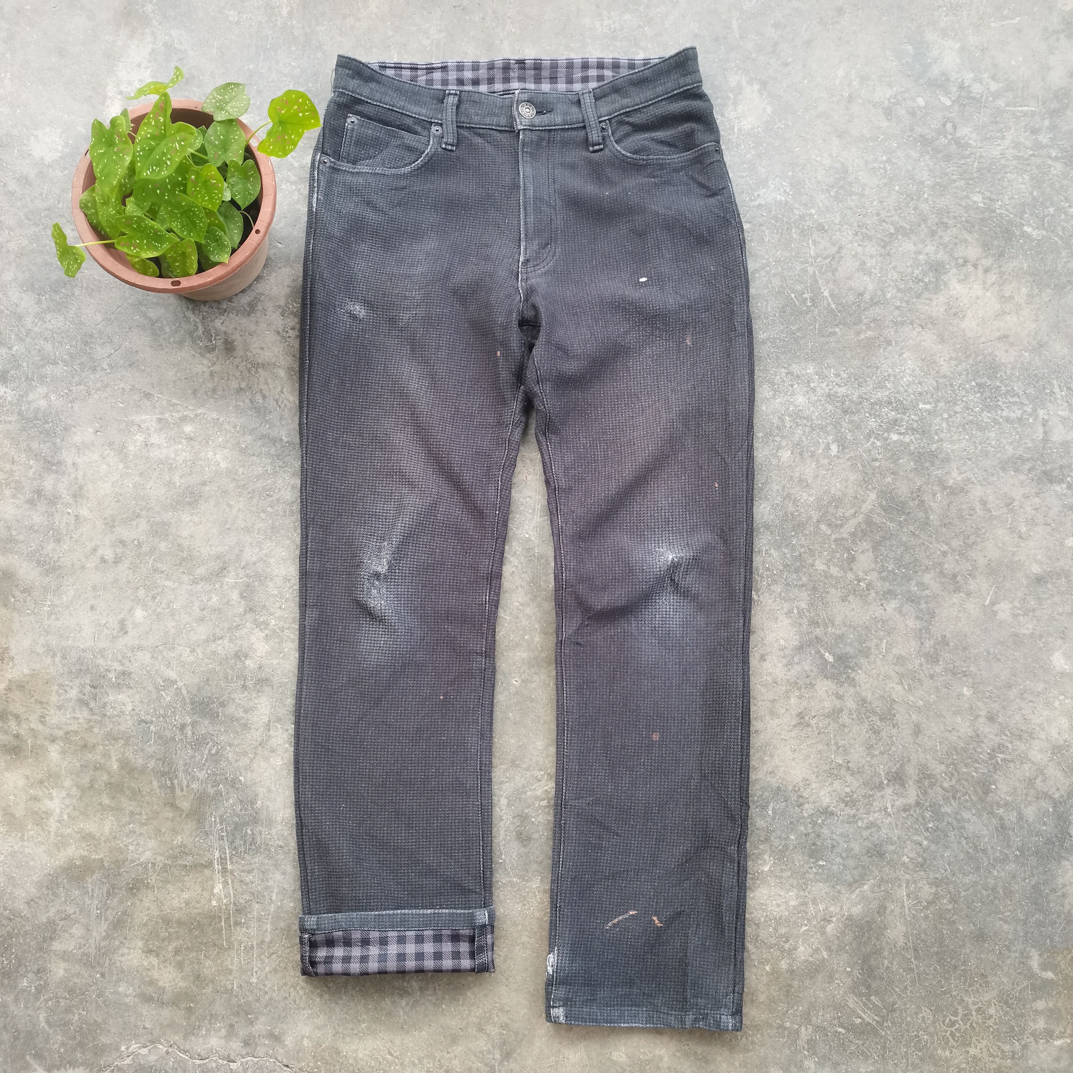 Edwin × Vintage Steals🔥Vintage EDWIN 503 WILD FIRE Flannel Denim Pants Size US 33 - 2 Thumbnail