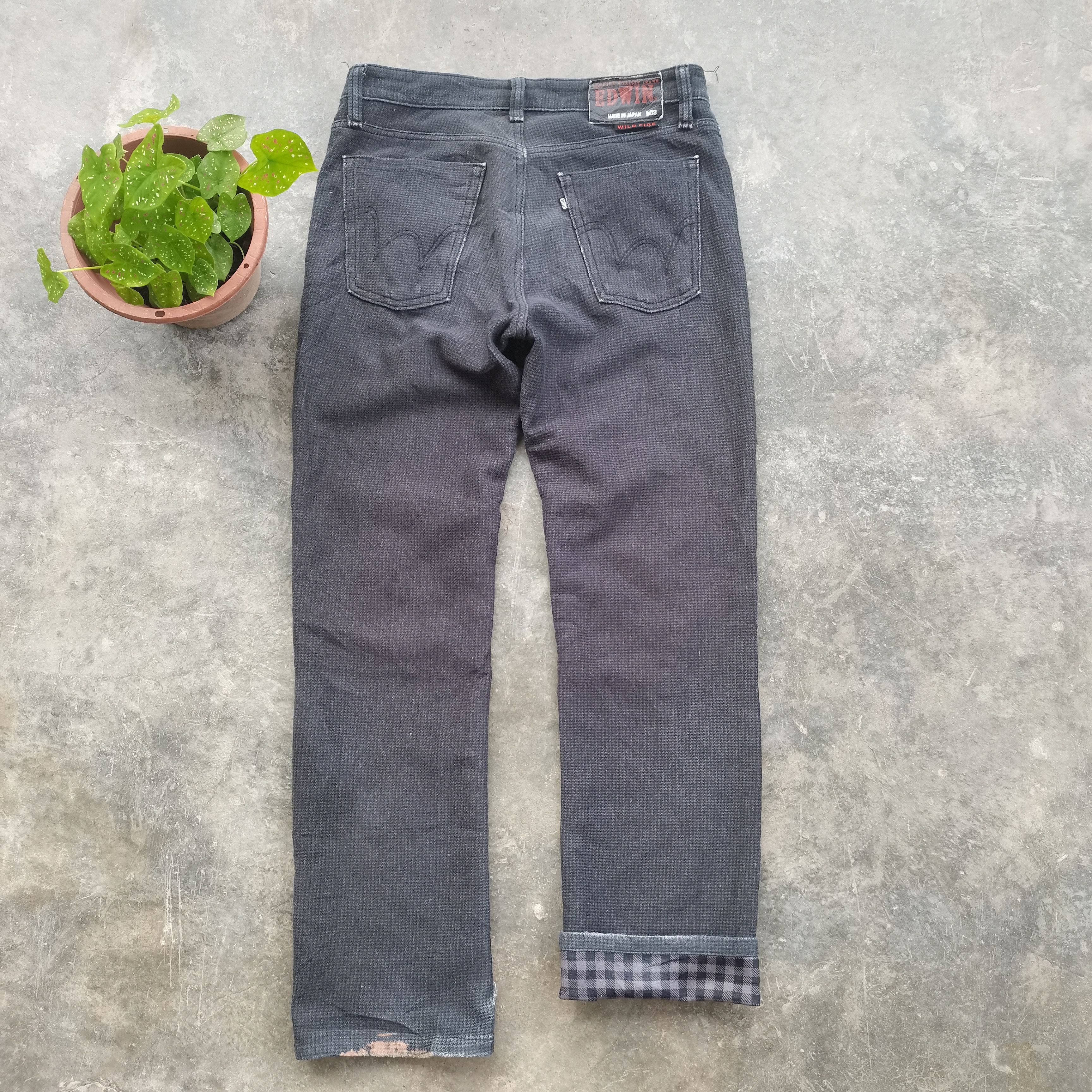 Edwin × Vintage Steals🔥Vintage EDWIN 503 WILD FIRE Flannel Denim Pants Size US 33 - 5 Thumbnail