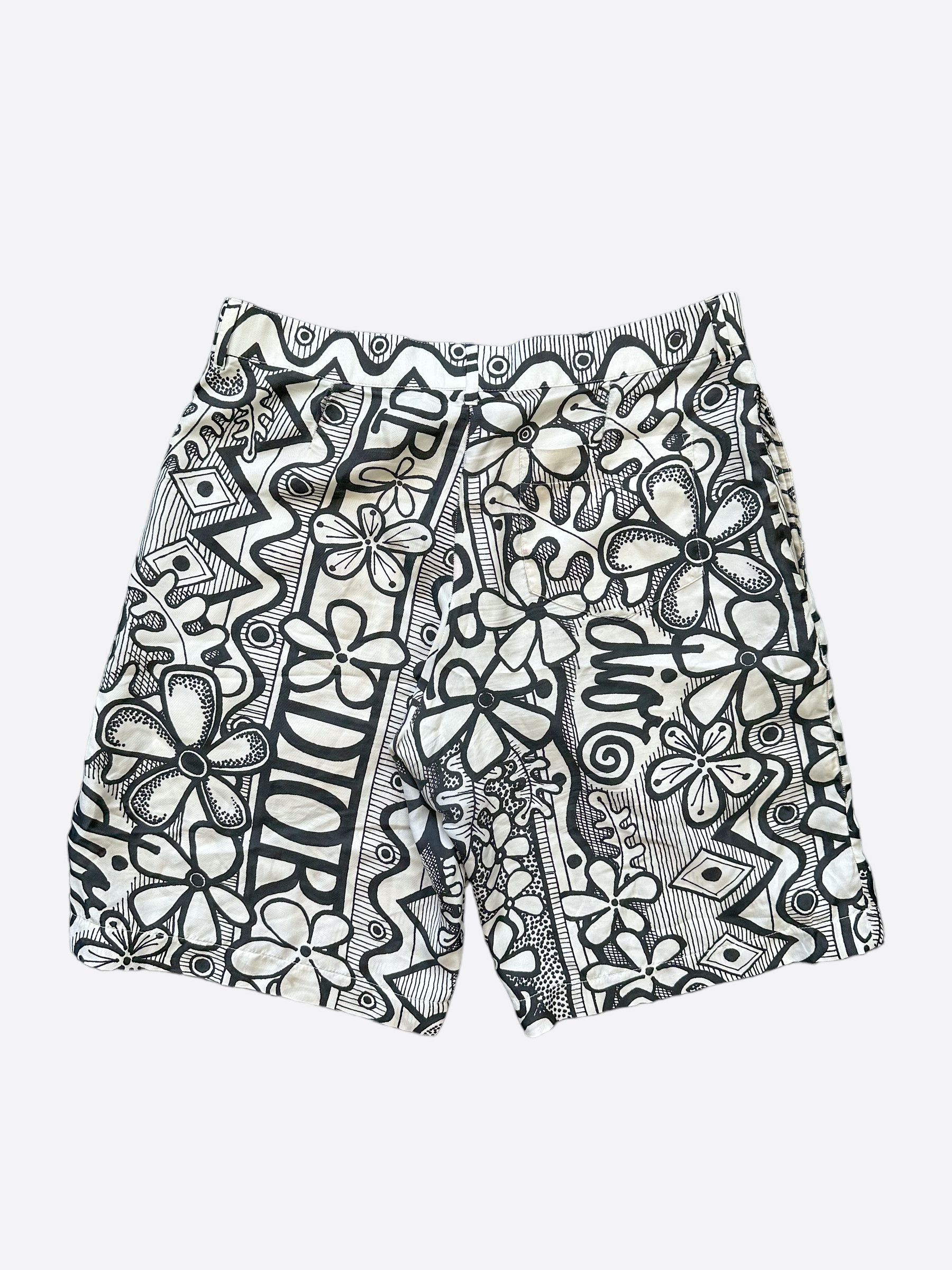 Dior Dior Stussy Black & White Silk Shorts Size US 32 / EU 48 - 2 Thumbnail