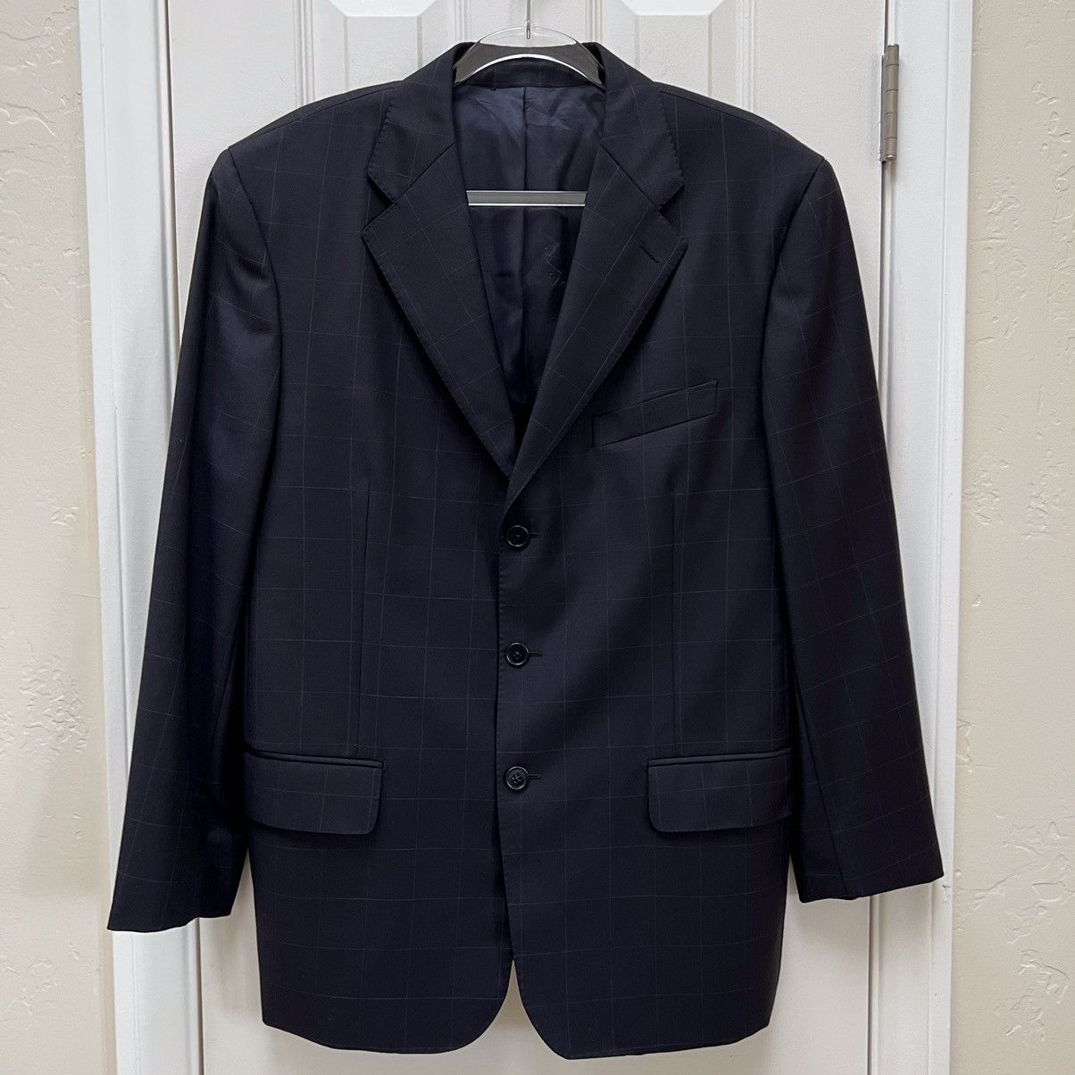 Faconnable Faconnable 100% Wool Windowpane Plaid Suit Jacket Sport Coat Size 42R - 2 Thumbnail