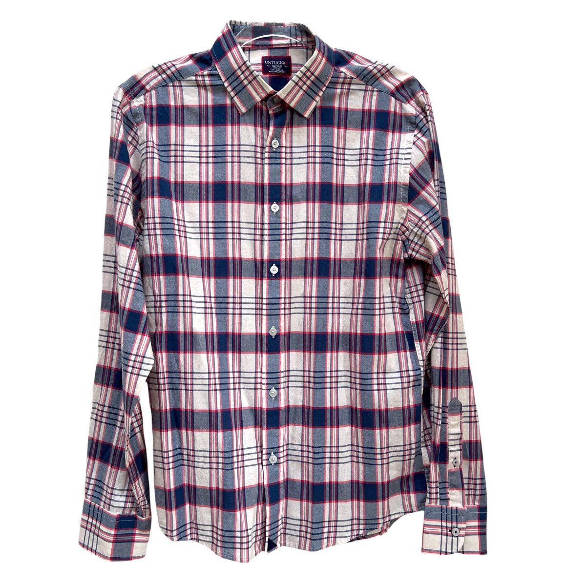 UNTUCKit UNTUCKit Slim Fit Blue Red Plaid Button-Up Shirt Size US M / EU 48-50 / 2 - 1 Thumbnail