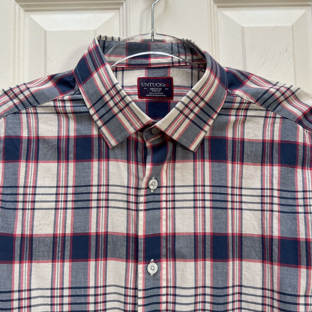 UNTUCKit UNTUCKit Slim Fit Blue Red Plaid Button-Up Shirt Size US M / EU 48-50 / 2 - 3 Thumbnail