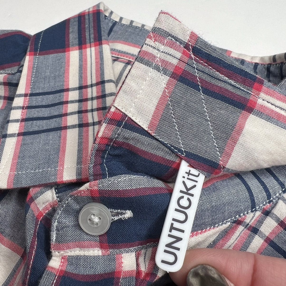 UNTUCKit UNTUCKit Slim Fit Blue Red Plaid Button-Up Shirt Size US M / EU 48-50 / 2 - 10 Thumbnail