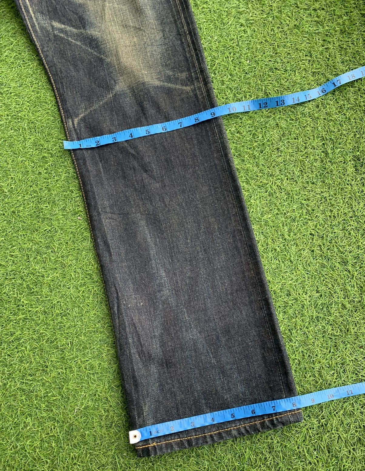 Japanese Brand Vintage Edwin Distressed Buckle Back Selvedge Size US 34 / EU 50 - 16 Thumbnail