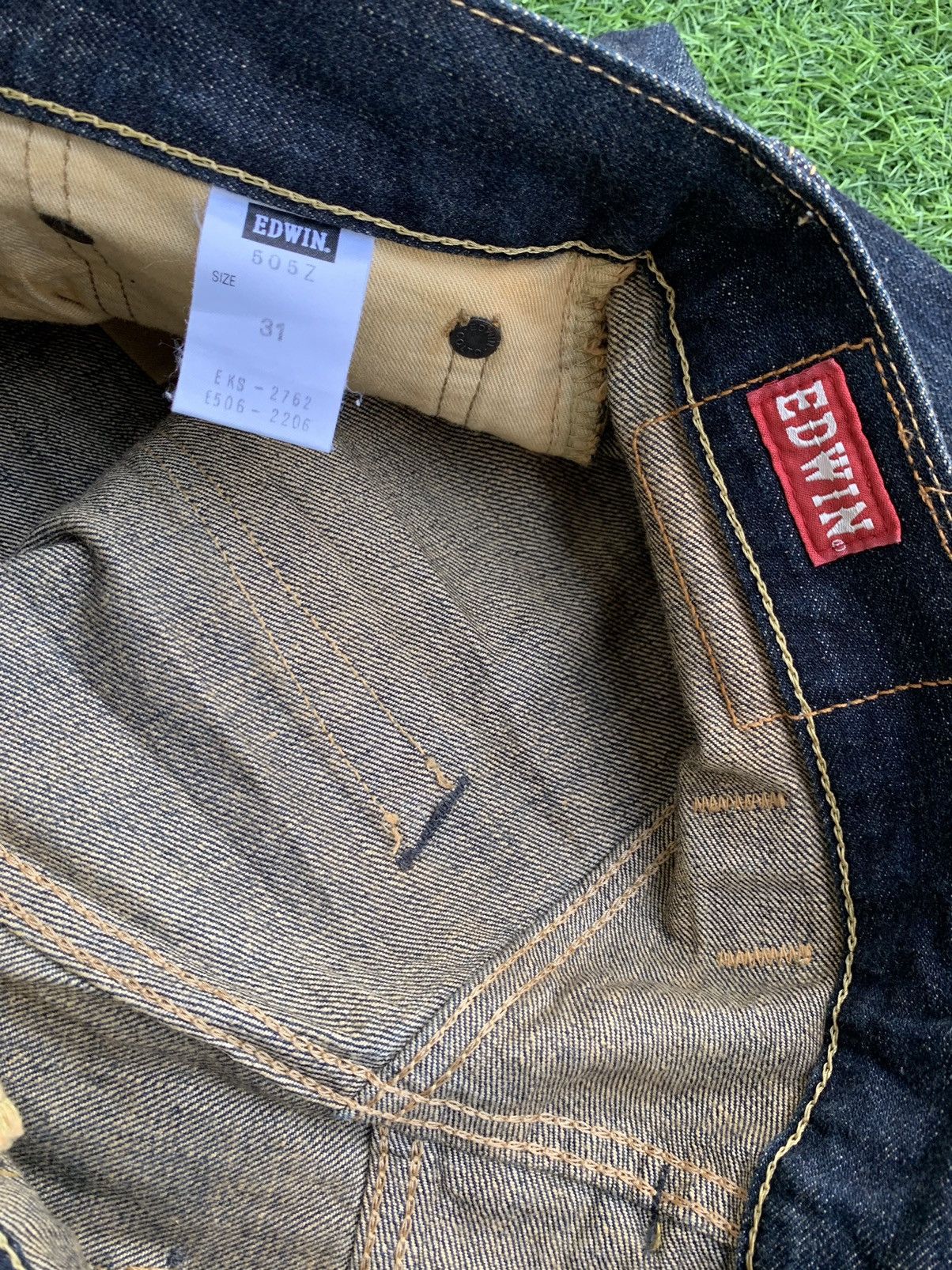 Japanese Brand Vintage Edwin Distressed Buckle Back Selvedge Size US 34 / EU 50 - 9 Thumbnail