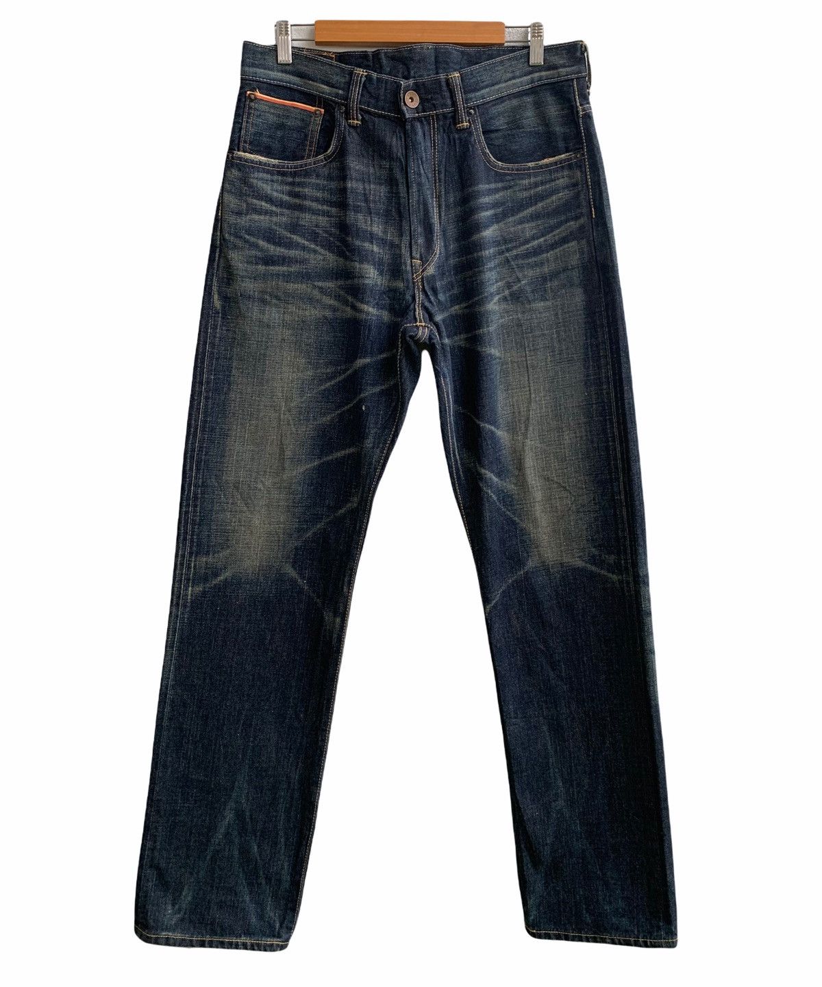 Japanese Brand Vintage Edwin Distressed Buckle Back Selvedge Size US 34 / EU 50 - 2 Thumbnail