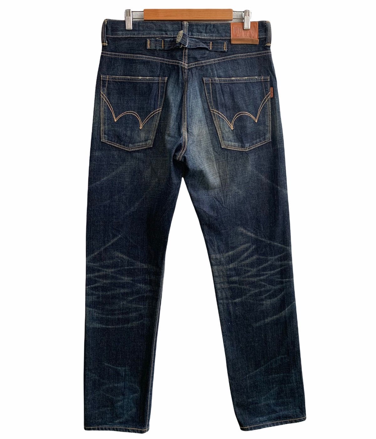 Japanese Brand Vintage Edwin Distressed Buckle Back Selvedge Size US 34 / EU 50 - 1 Thumbnail