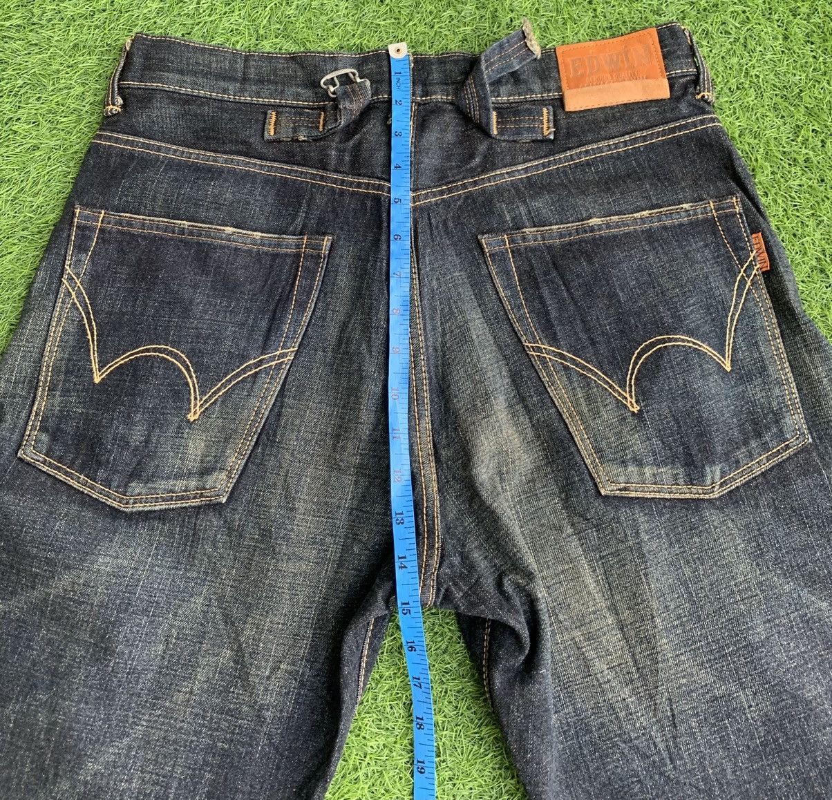 Japanese Brand Vintage Edwin Distressed Buckle Back Selvedge Size US 34 / EU 50 - 14 Thumbnail