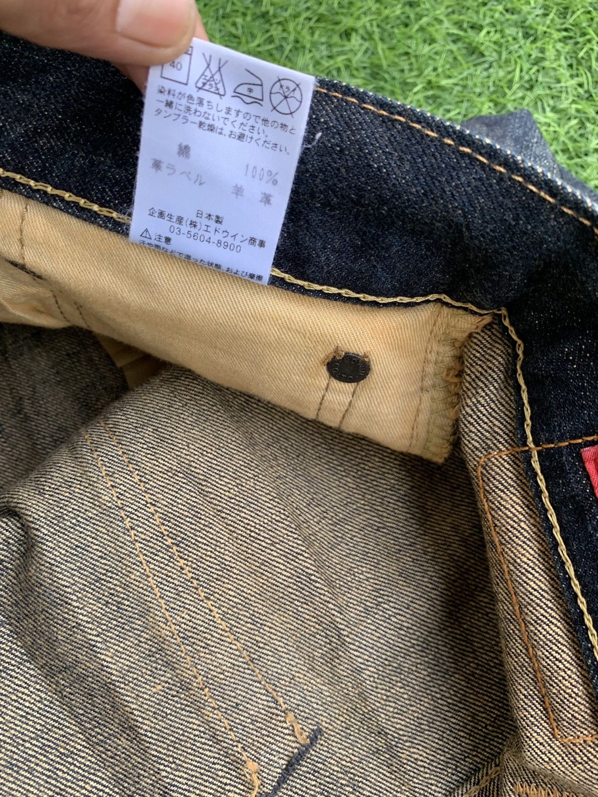 Japanese Brand Vintage Edwin Distressed Buckle Back Selvedge Size US 34 / EU 50 - 10 Thumbnail
