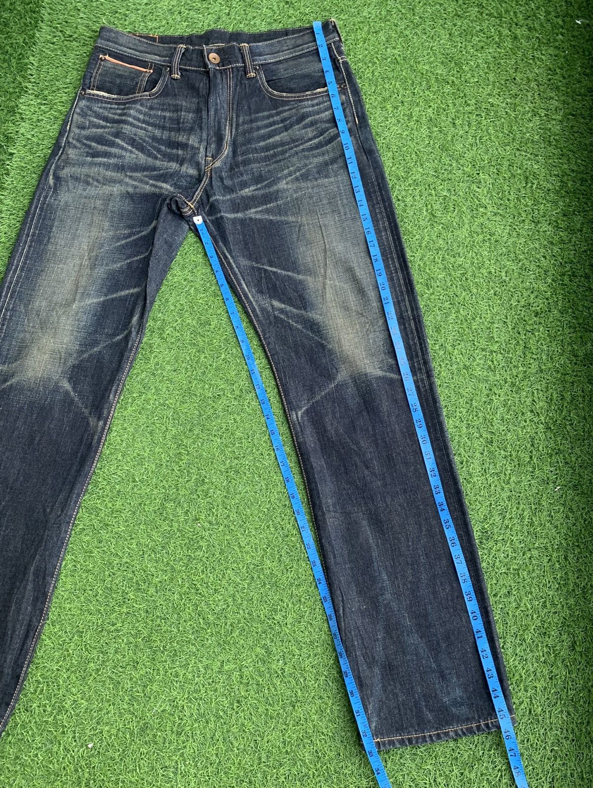 Japanese Brand Vintage Edwin Distressed Buckle Back Selvedge Size US 34 / EU 50 - 15 Thumbnail