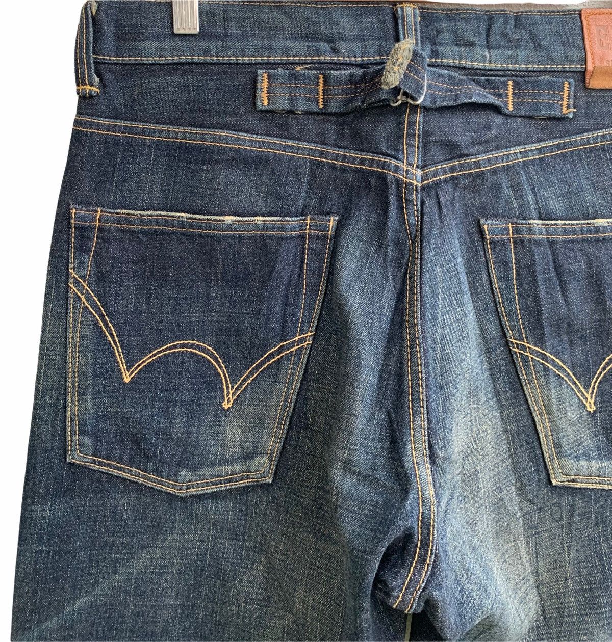 Japanese Brand Vintage Edwin Distressed Buckle Back Selvedge Size US 34 / EU 50 - 3 Thumbnail