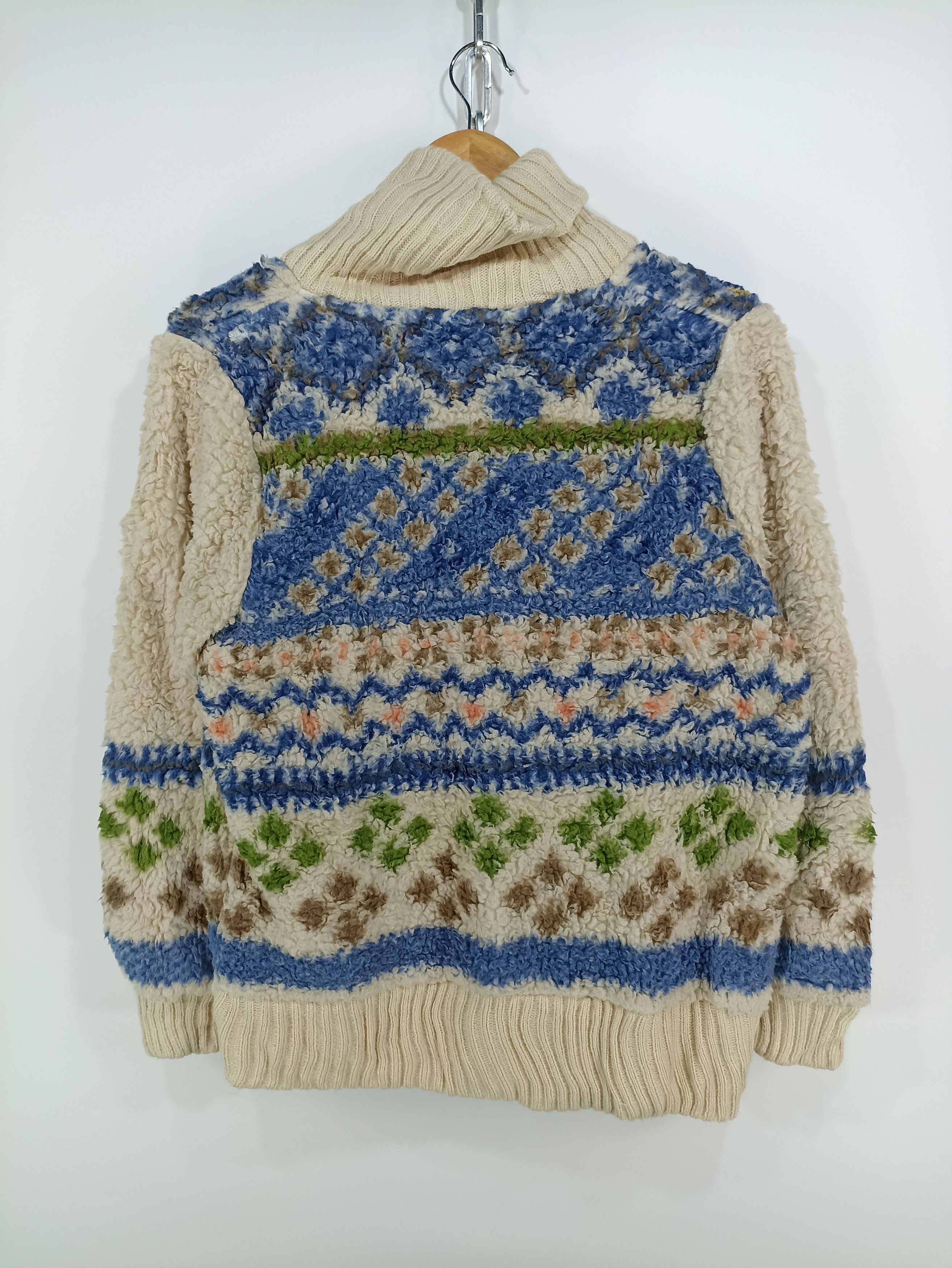 Japanese Brand Ganiel Printed Sherpa Fleece Cardigan Sweater Size US M / EU 48-50 / 2 - 3 Thumbnail