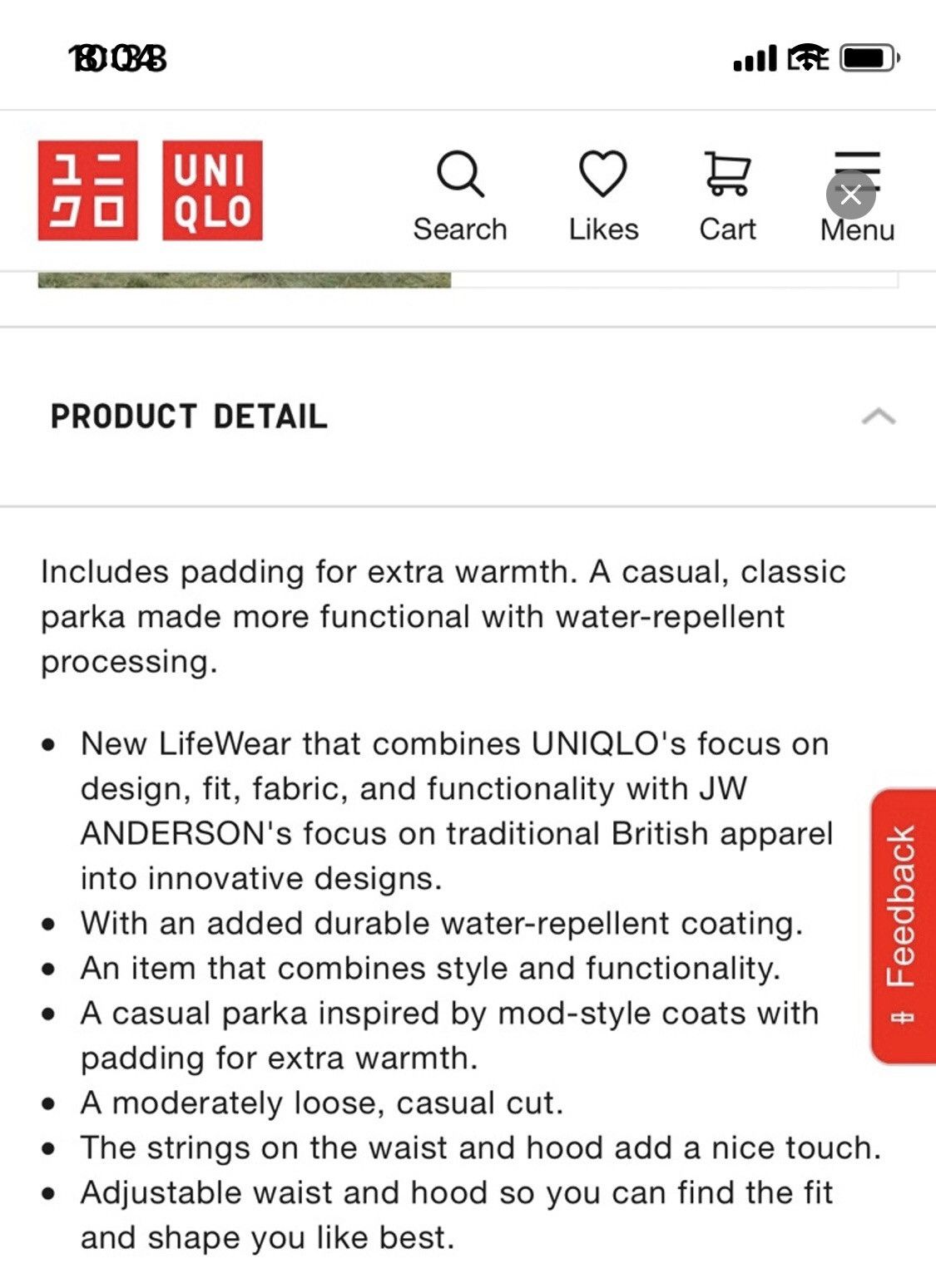 JW Anderson × Uniqlo SOLD OUT LIMITED COLLAB water repellent fishtail parka Size US S / EU 44-46 / 1 - 8 Thumbnail