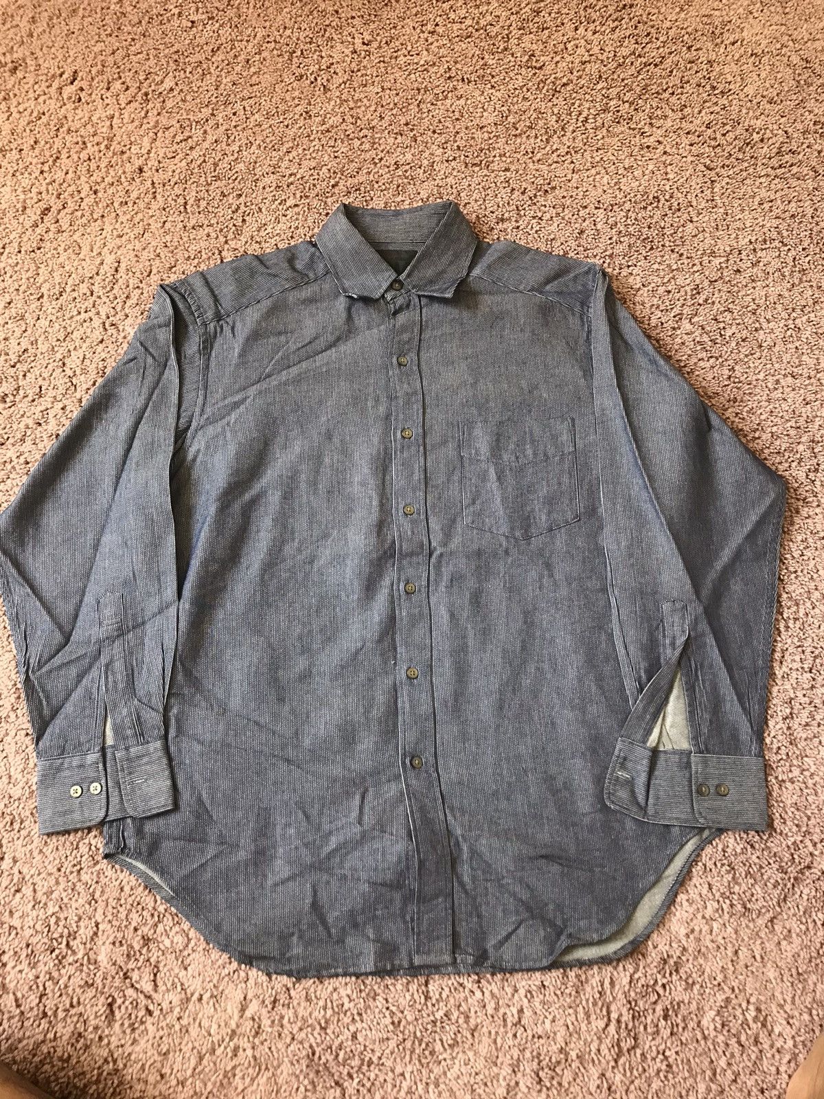 image of Yohji Yamamoto Indigo Denim Shirt (T), Men's (Size Medium)