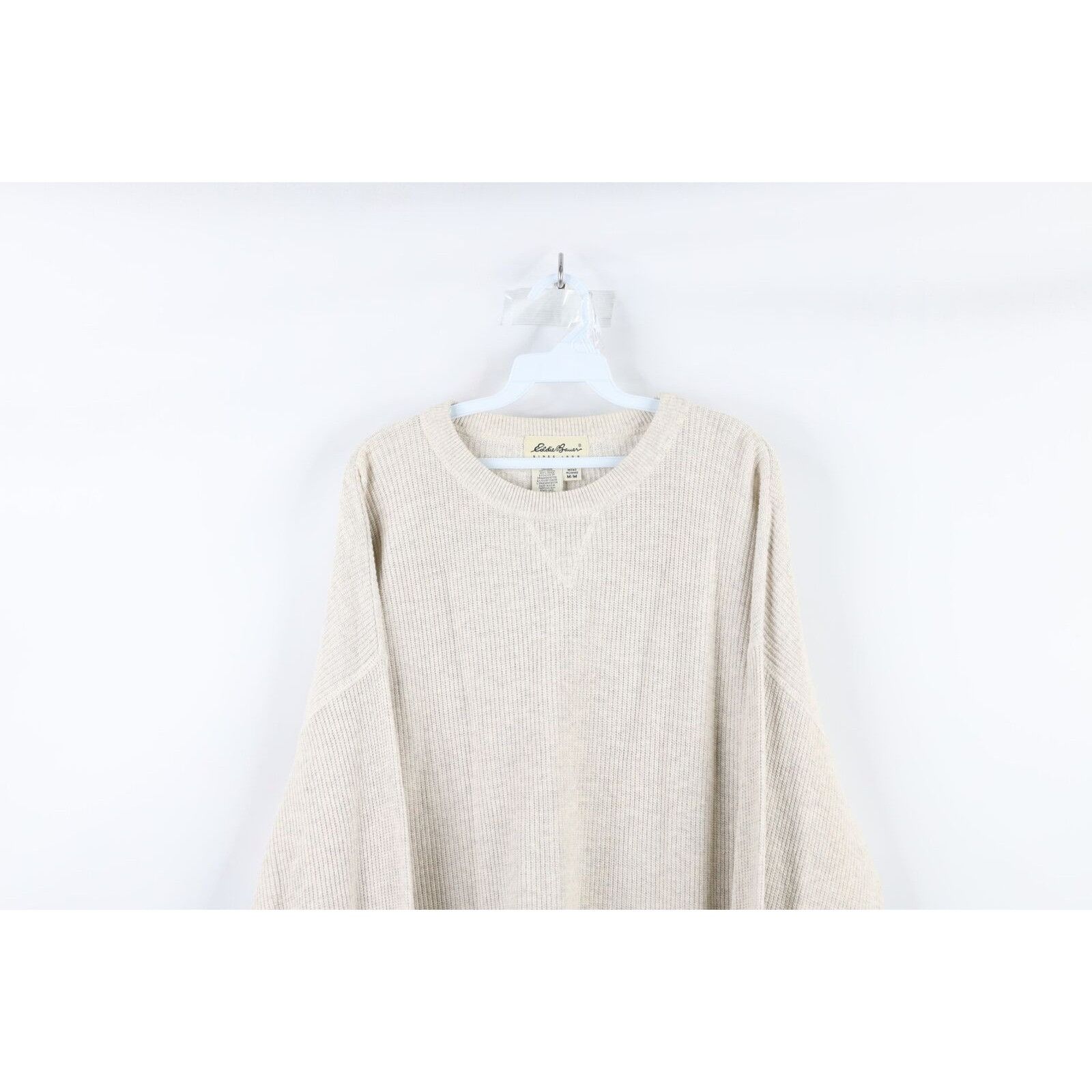 Vintage 90s Eddie Bauer lBlank Cotton Ribbed Knit Sweater