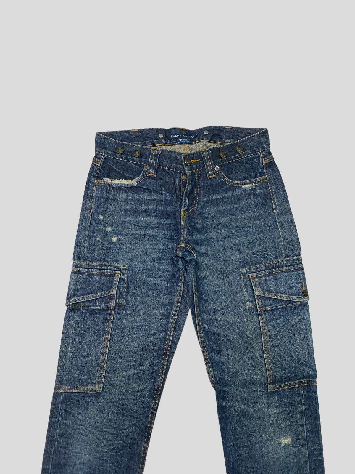 Polo Ralph Lauren CARGO RALPH LAUREN MULTIPOCKET LOW WAIST DISTRESSED DENIM Size US 28 / EU 44 - 4 Thumbnail
