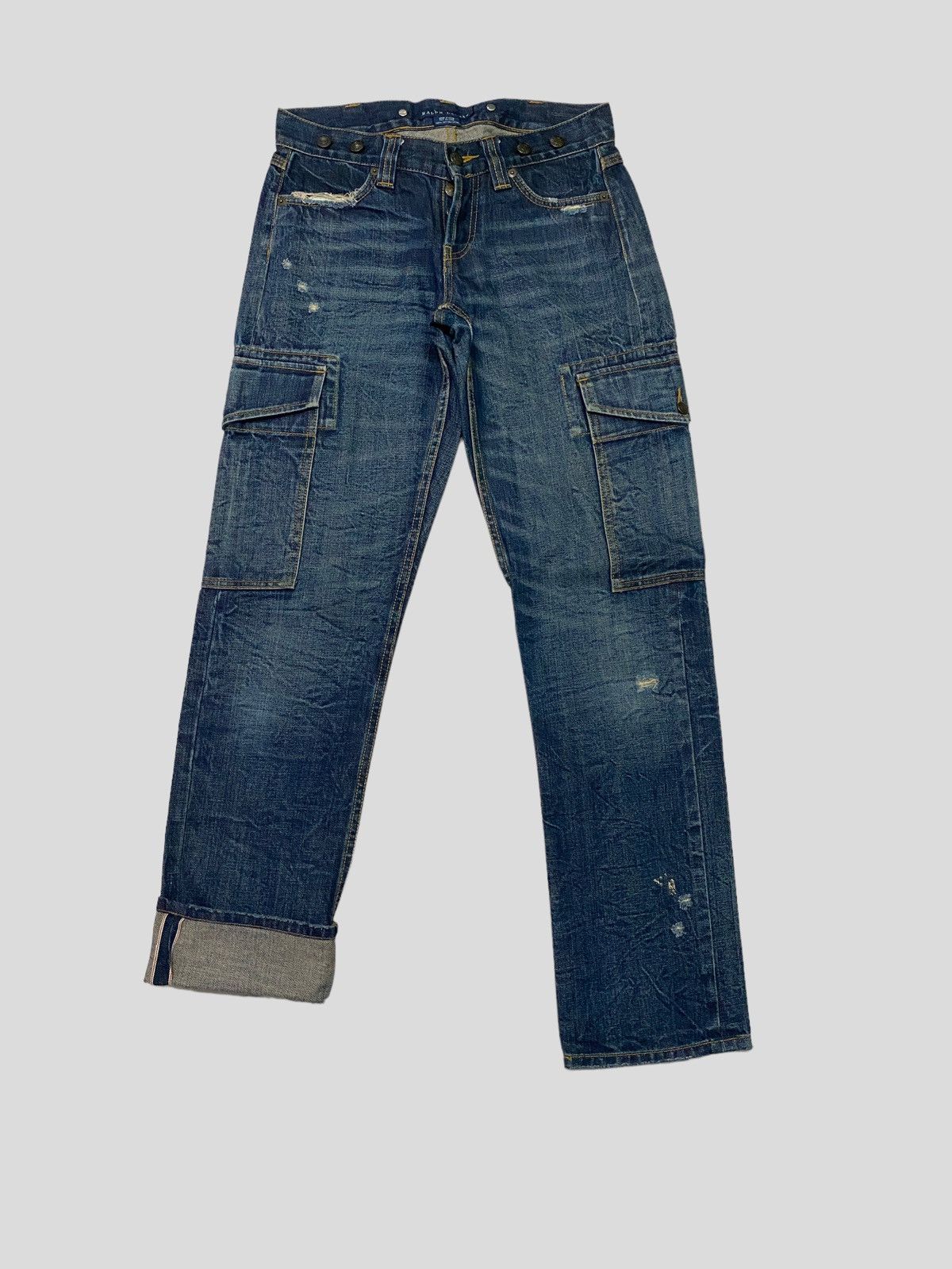 Polo Ralph Lauren CARGO RALPH LAUREN MULTIPOCKET LOW WAIST DISTRESSED DENIM Size US 28 / EU 44 - 2 Thumbnail