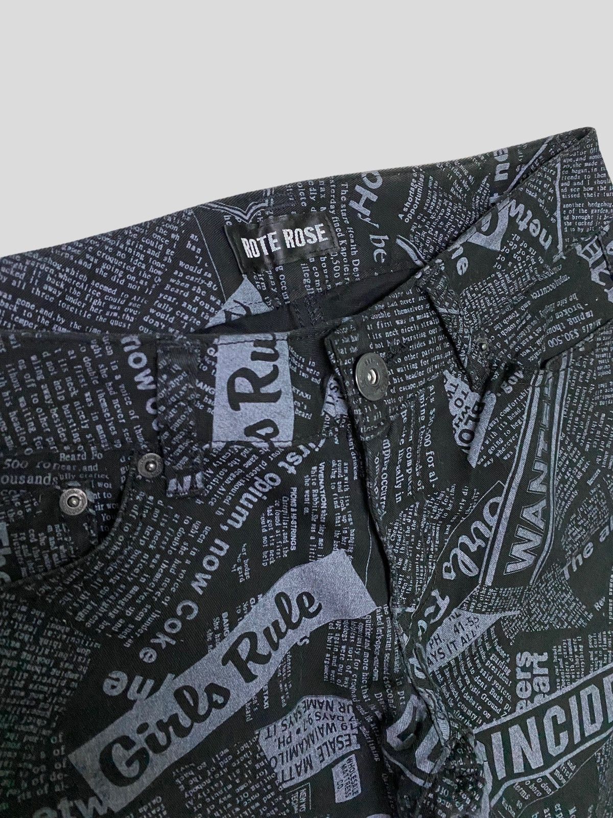 Japanese Brand × Vintage SKINNY PANT OVERPRINT ROTE ROSE GIRLS RULE PANTS Size 26" / US 2 / IT 38 - 14 Thumbnail