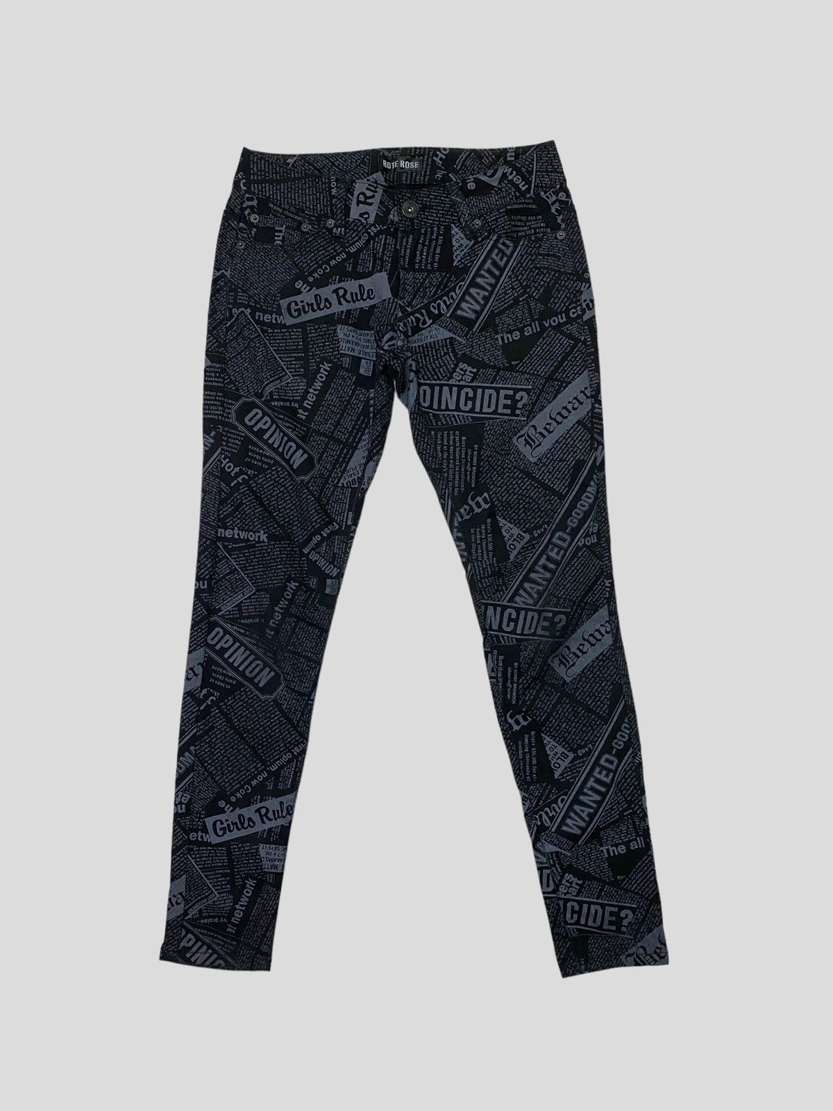 Japanese Brand × Vintage SKINNY PANT OVERPRINT ROTE ROSE GIRLS RULE PANTS Size 26" / US 2 / IT 38 - 2 Thumbnail