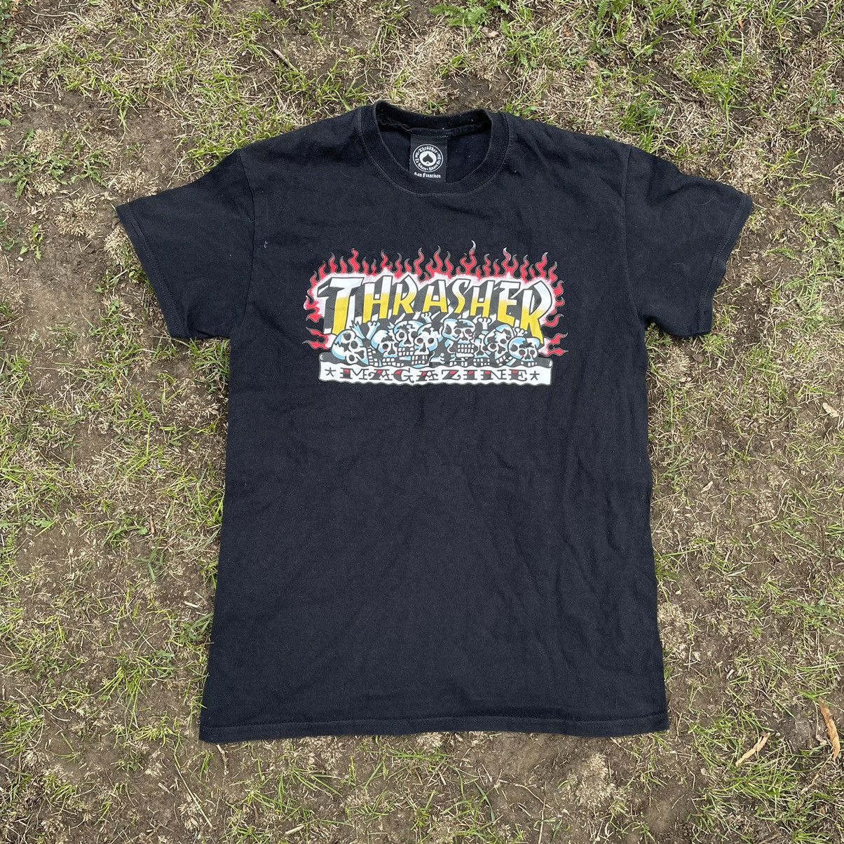 Vintage Vintage Y2K Thrasher Sun Faded Graphic Tee Skate Small Baggy Size US S / EU 44-46 / 1 - 1 Thumbnail