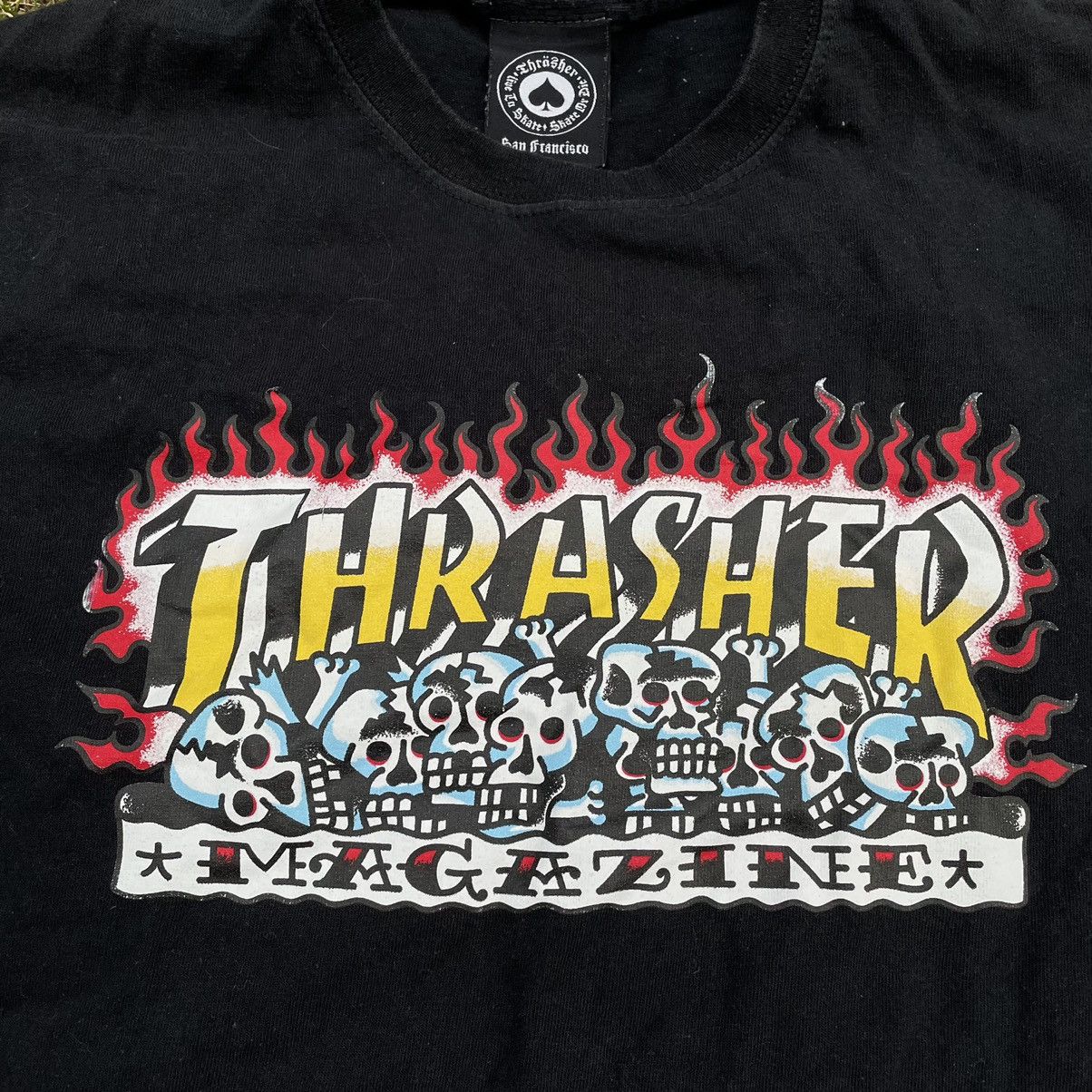 Vintage Vintage Y2K Thrasher Sun Faded Graphic Tee Skate Small Baggy Size US S / EU 44-46 / 1 - 4 Thumbnail