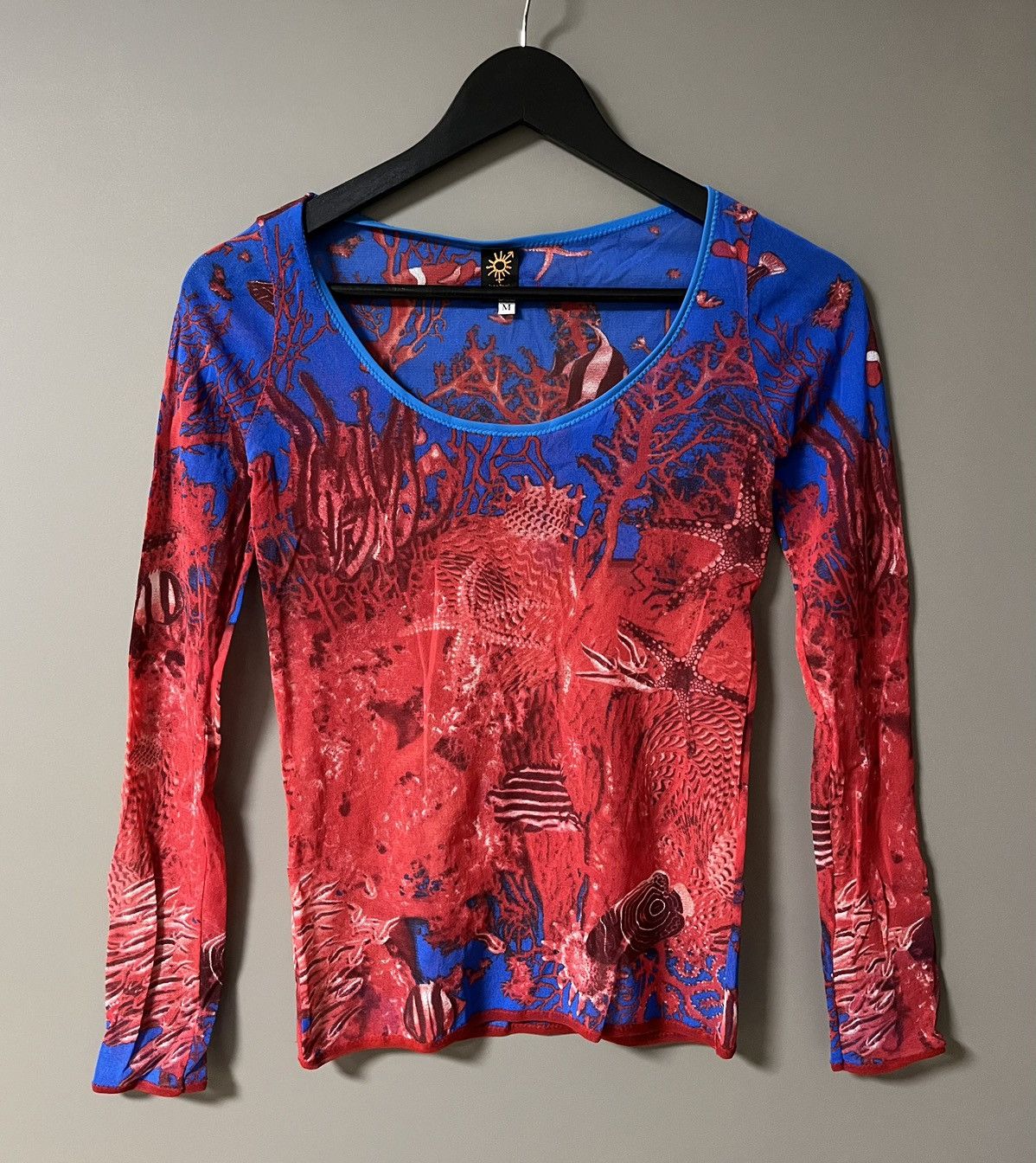 Jean Paul Gaultier Mesh Top Sea Fishes Marine Red