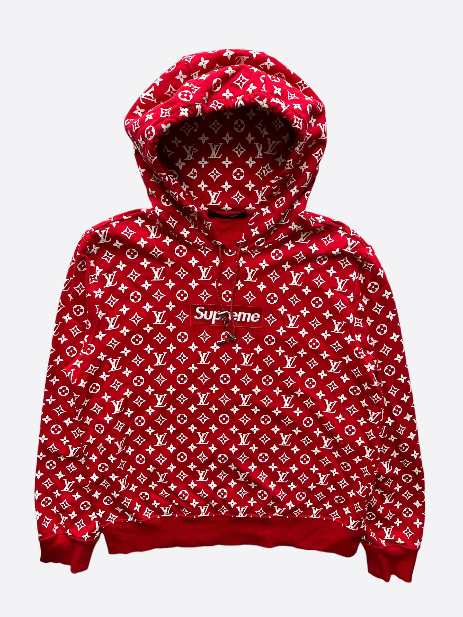 Supreme Louis Vuitton Supreme Red Monogram Box Logo Hoodie | Grailed