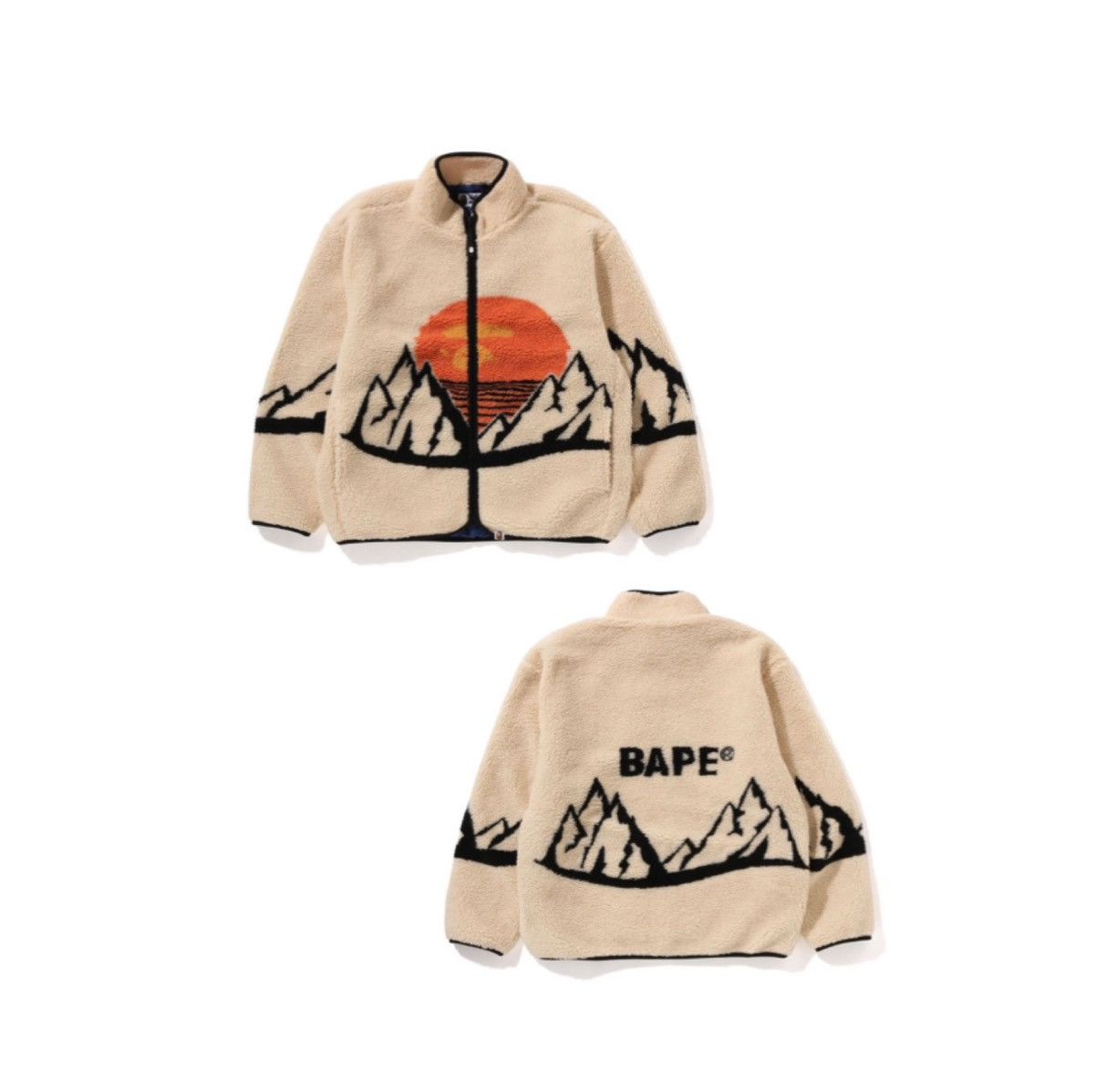image of Bape Bape Mountain Relaxed Fit Boa Jacket Beige, Men's (Size XL)