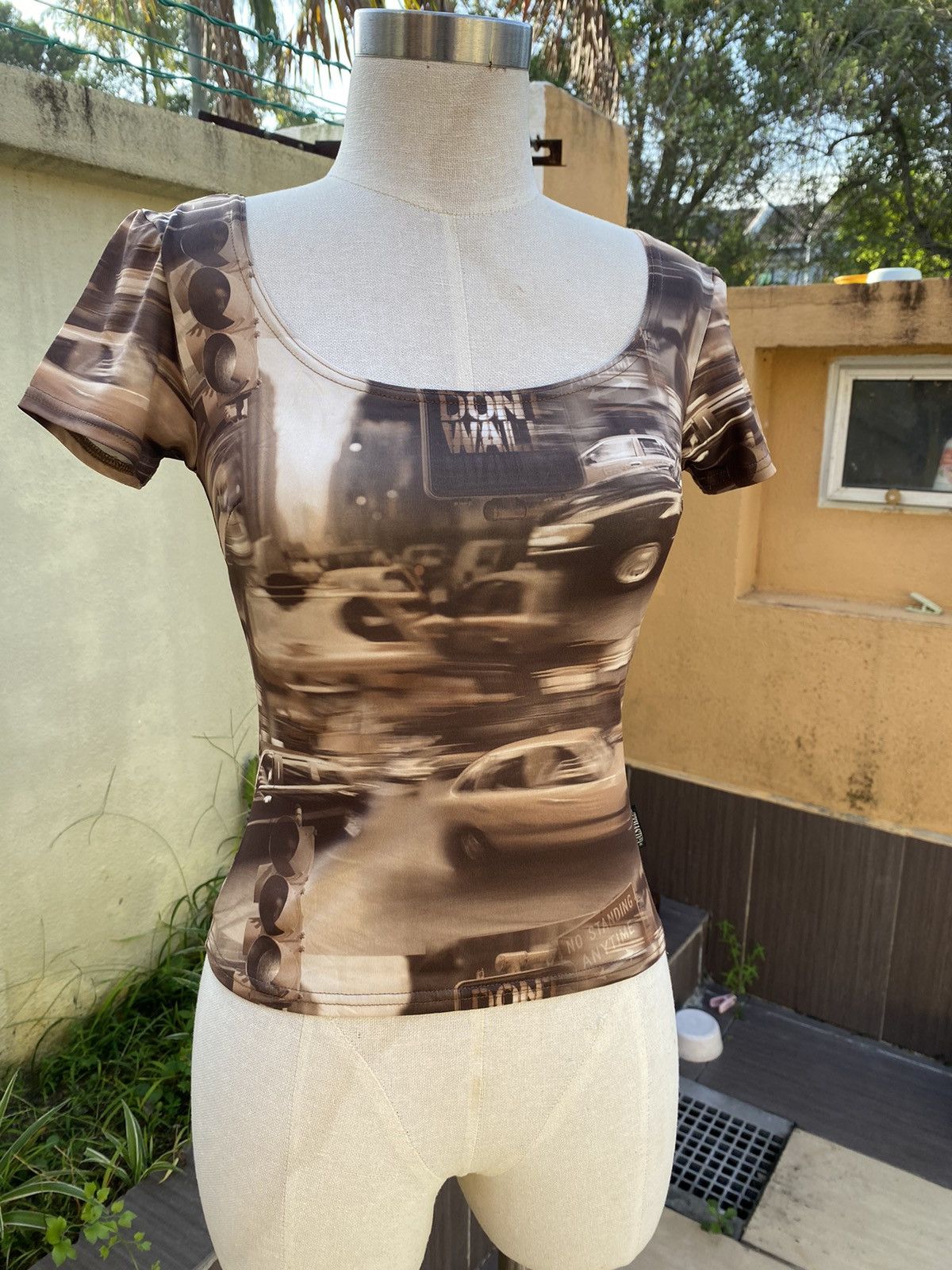 image of Vintage Overprinted Tee in Brown, Women's (Size Small)