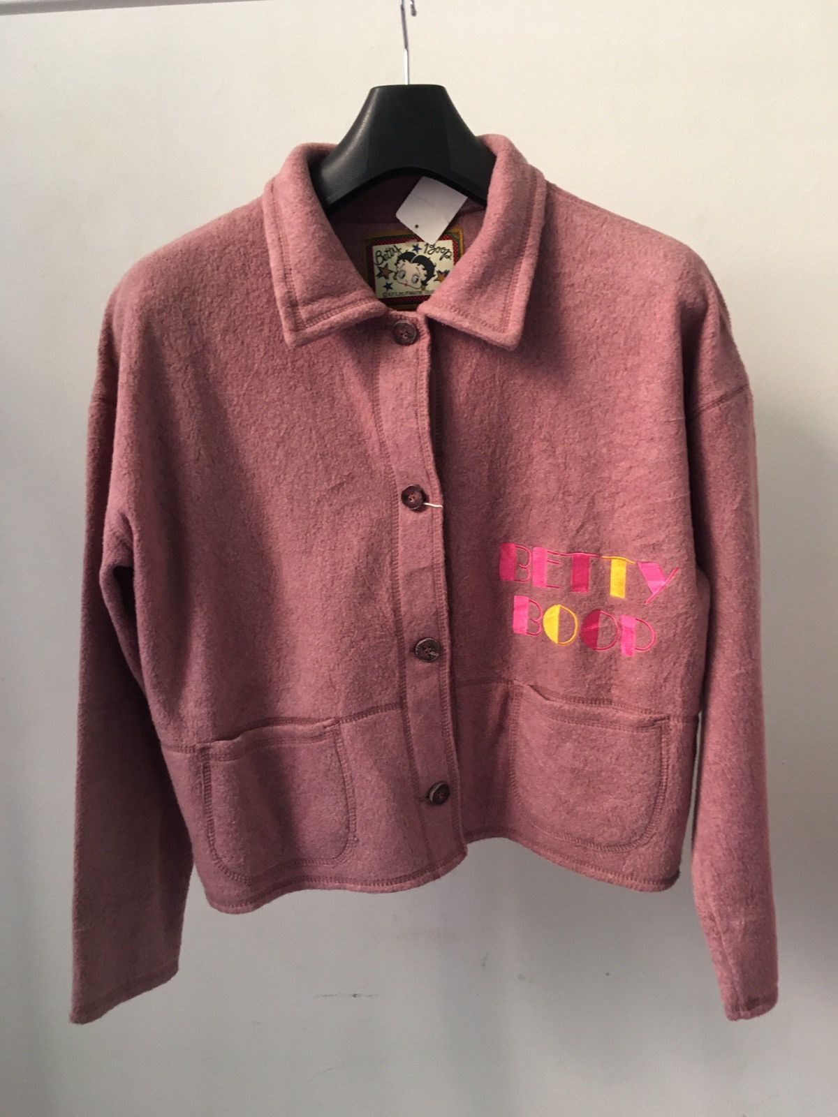 image of Cartoon Network x Vintage Betty Boop Embroidery Fleece in Pink, Women's (Size Medium)