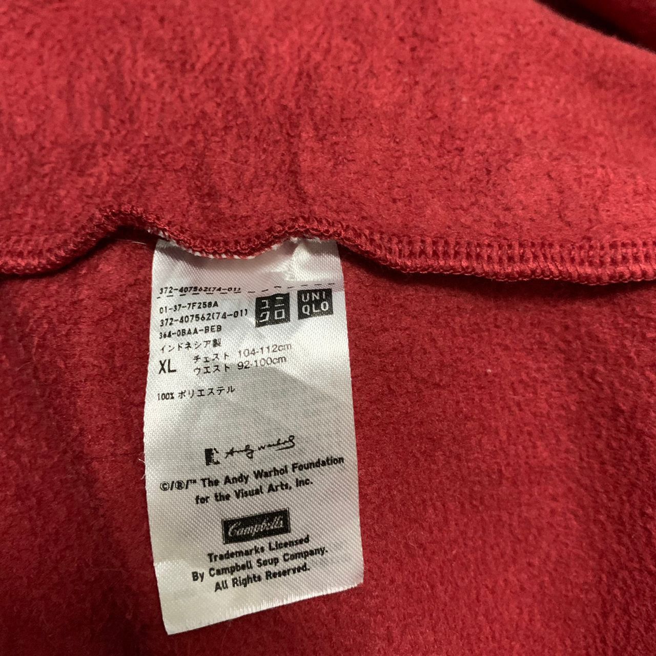 Andy Warhol Uniqlo x Andy Warhol Tomato Soup Campbells fleece Size US XL / EU 56 / 4 - 8 Thumbnail