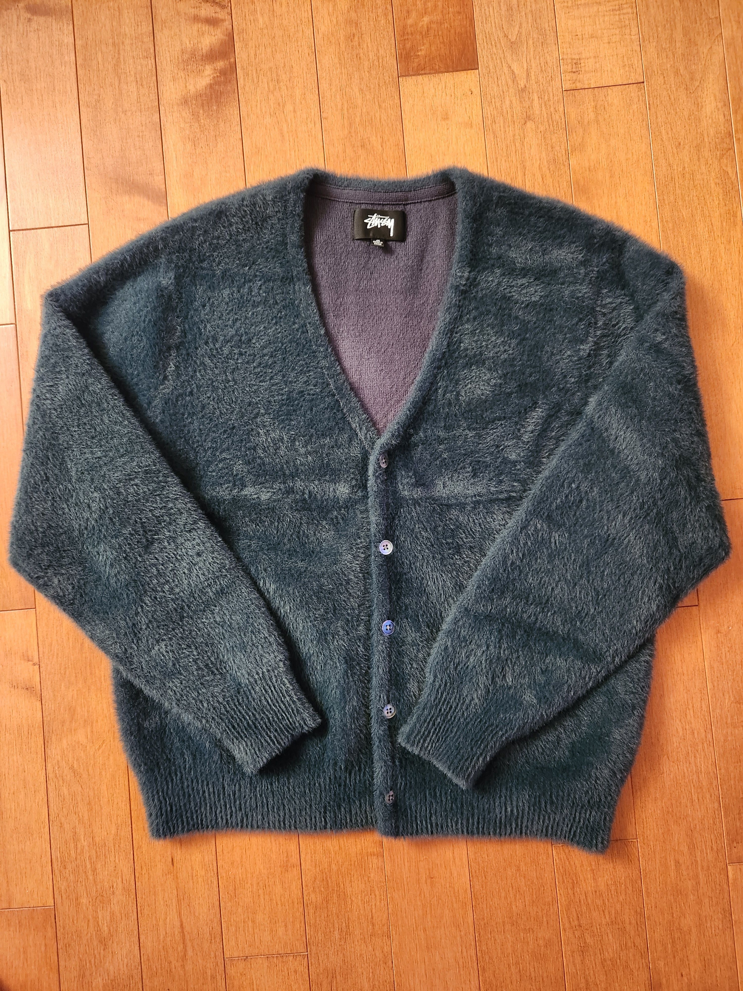 Stussy Shaggy Cardigan Lime | Grailed