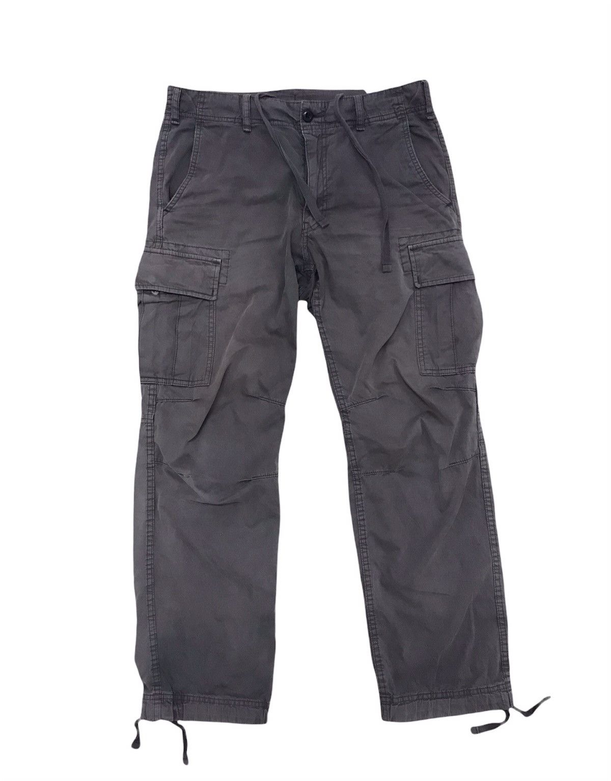 Image of Vintage Uniqlo Faded Colour Straight Cut Cargo Pants in Grey, Men's (Size 33)