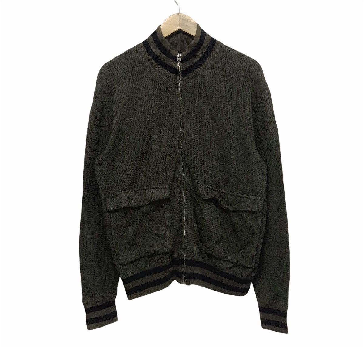 image of Avant Garde x Beams Plus Vintage Beams Army Green Bomber Sweater, Men's (Size Medium)