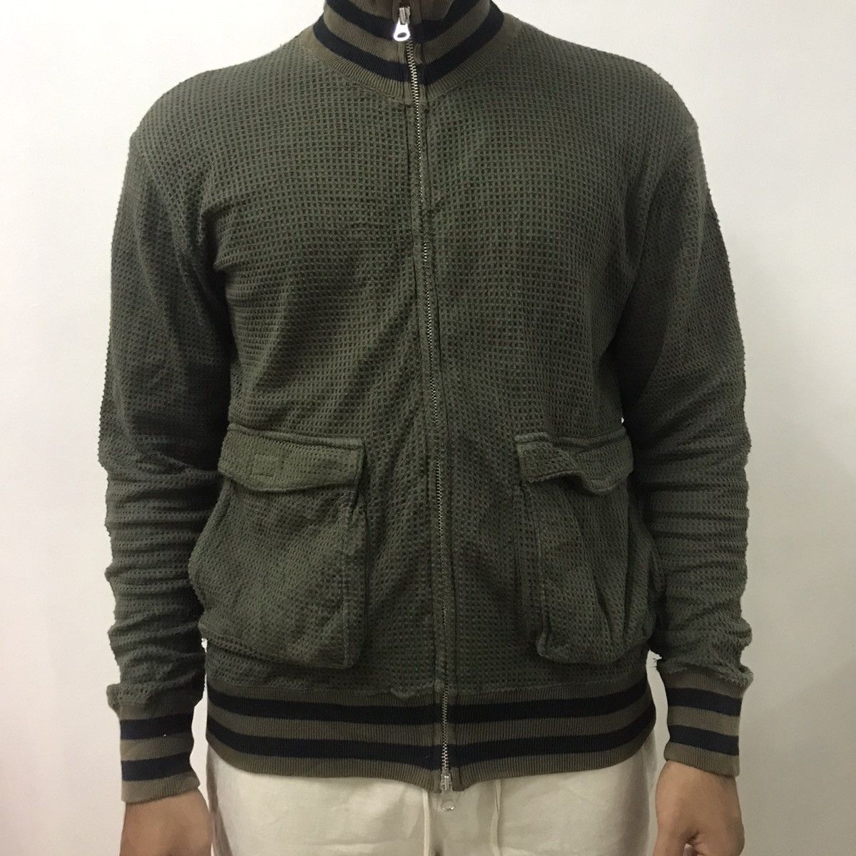 Beams Japan Vintage Beams Army Green Bomber Sweater Size US M / EU 48-50 / 2 - 4 Thumbnail