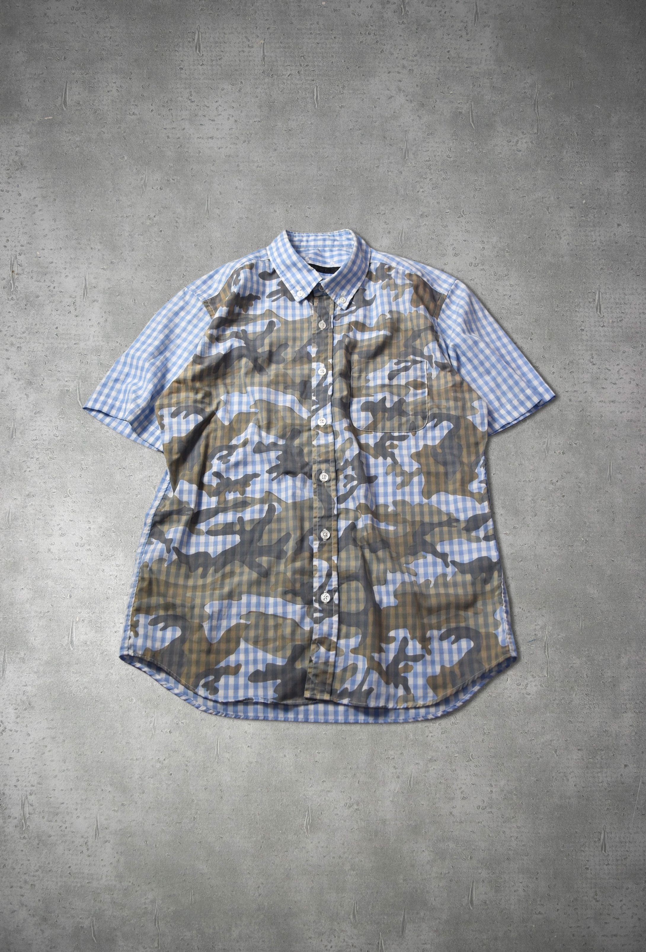 image of F C R B x Nike Checker Camo Graphic Shirt Mix Shirt 28681 - 832 55 in Light Blue (Size Medium)