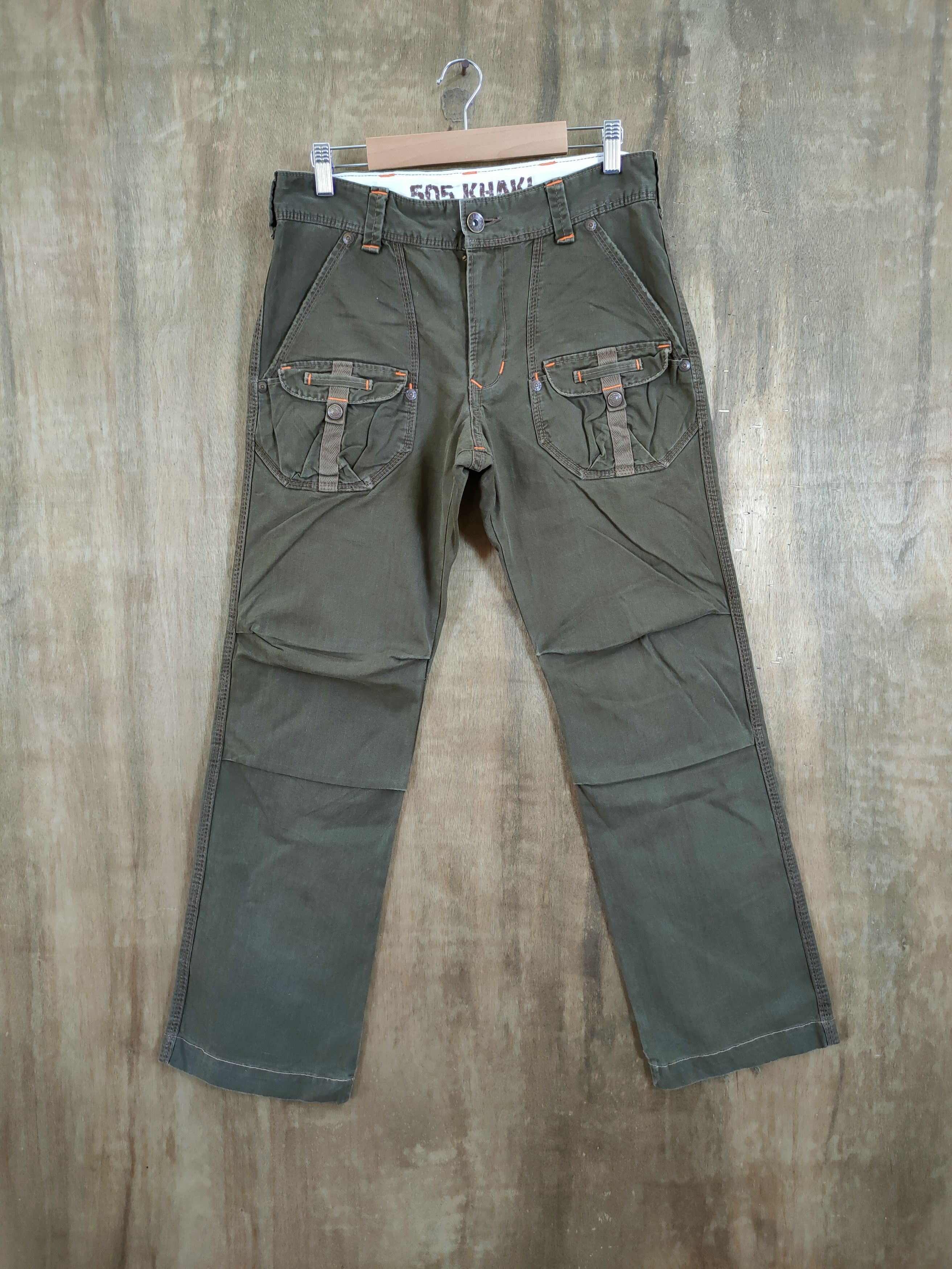 image of Edwin Khakis 505 Multipocket Utility Cargo Pants 46-725 in Green/Brown, Men's (Size 29)